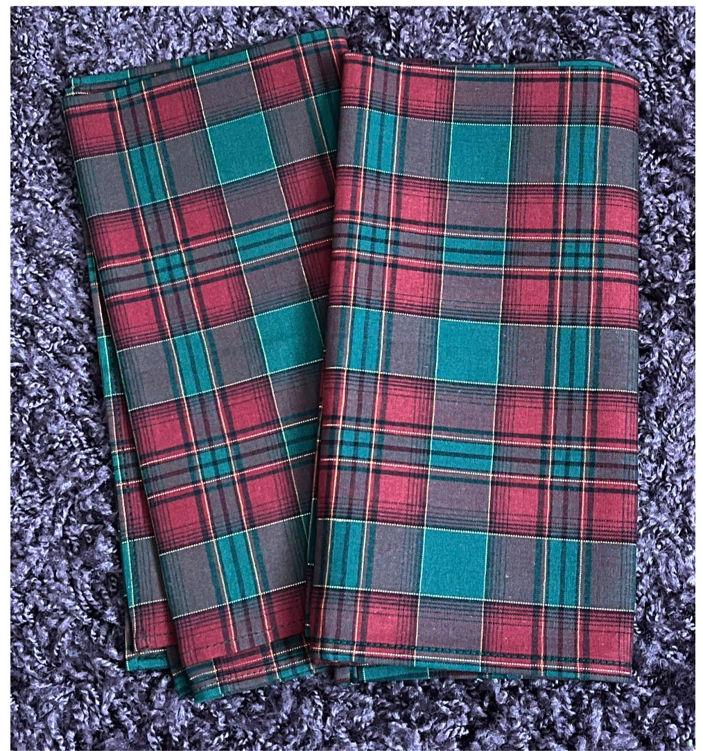 Longaberger 2-Pack Napkins Evergreen Plaid Christmas NO BAG
