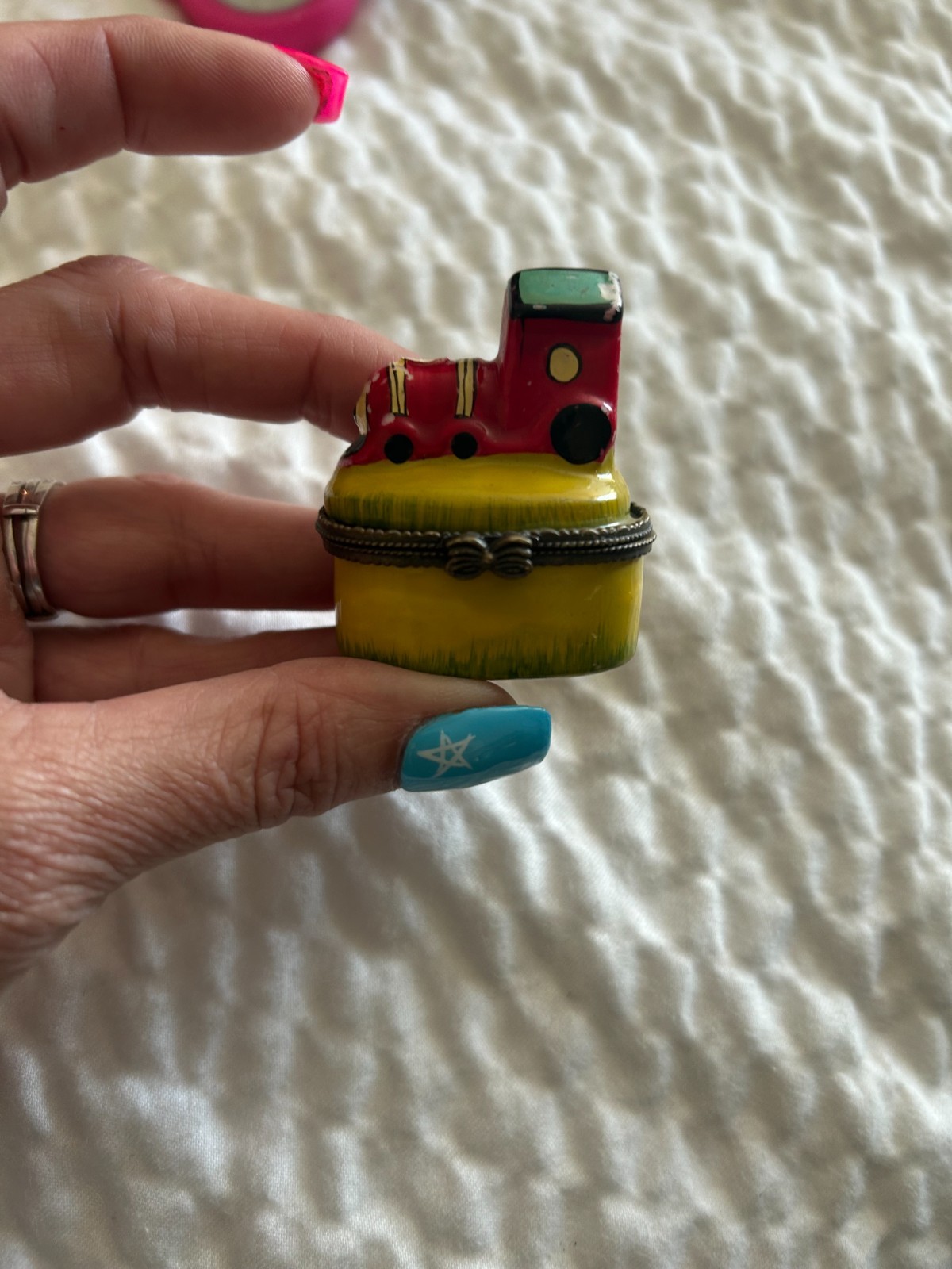 Collectible Porcelain Train Locomotive Trinket Box