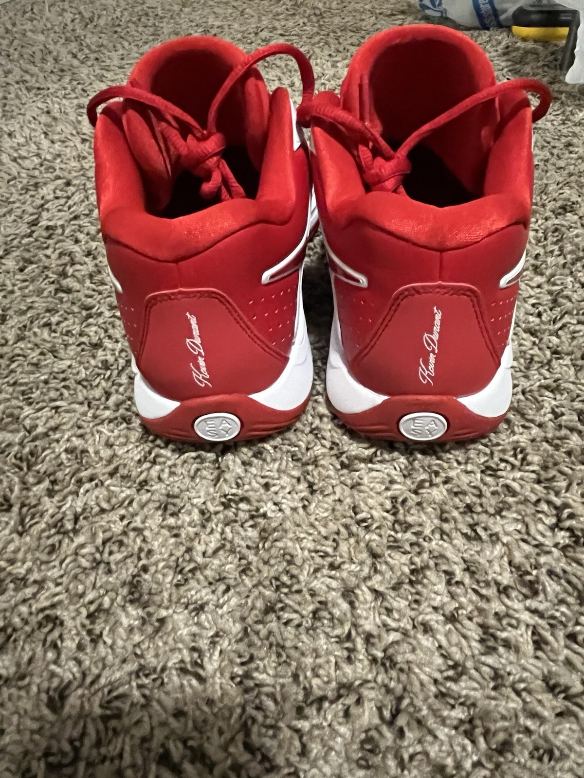 Nike KD Red White Men's Athletic Sneakers Leather Lace Up Mid Top