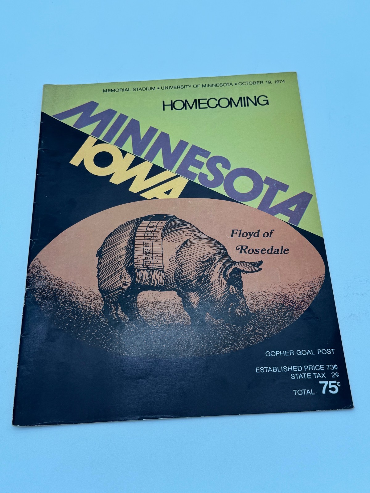 1974 Minnesota Golden Gophers Iowa Hawkeyes Football Program Jim Jensen 10/19