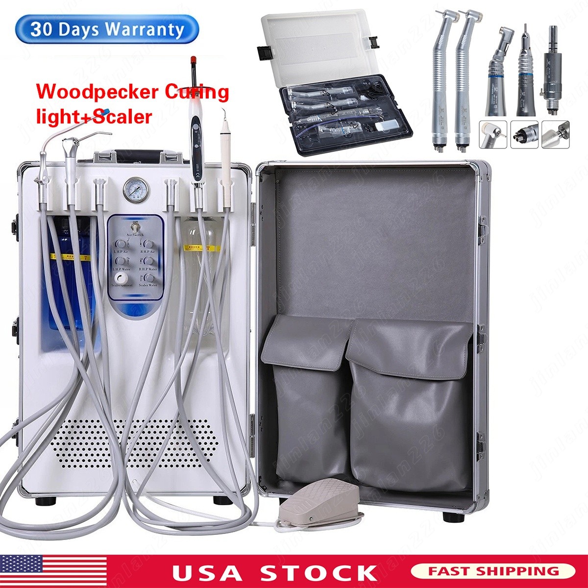 Unidad de entrega dental portátil Compresor de aire Fuerte Suction/Handpiece Kit