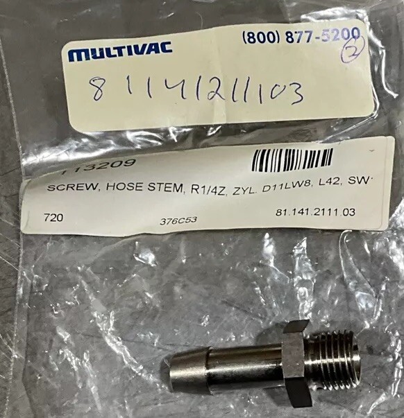 NOS Surplus Multivac 81141211103 Screw Hose Stem