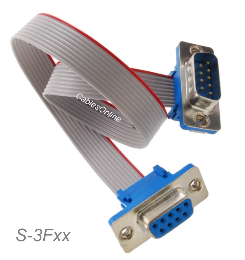 DB9 Male to Female 9-wire 28awg Serial Flat Ribbon Extension