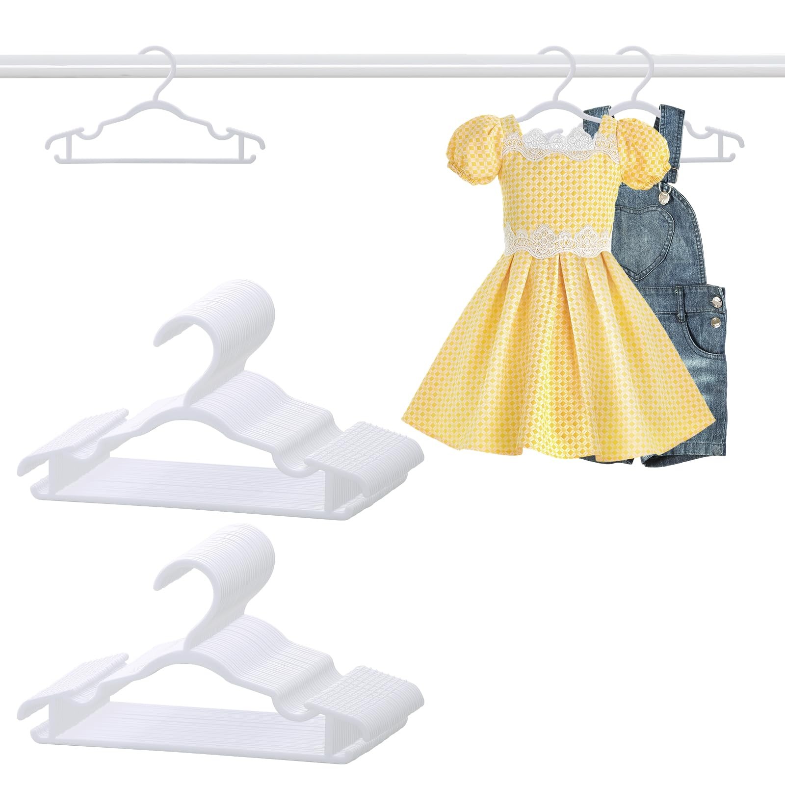 Baby Hangers 60 Pack 11.97 Inch Kids Clothes Hangers White