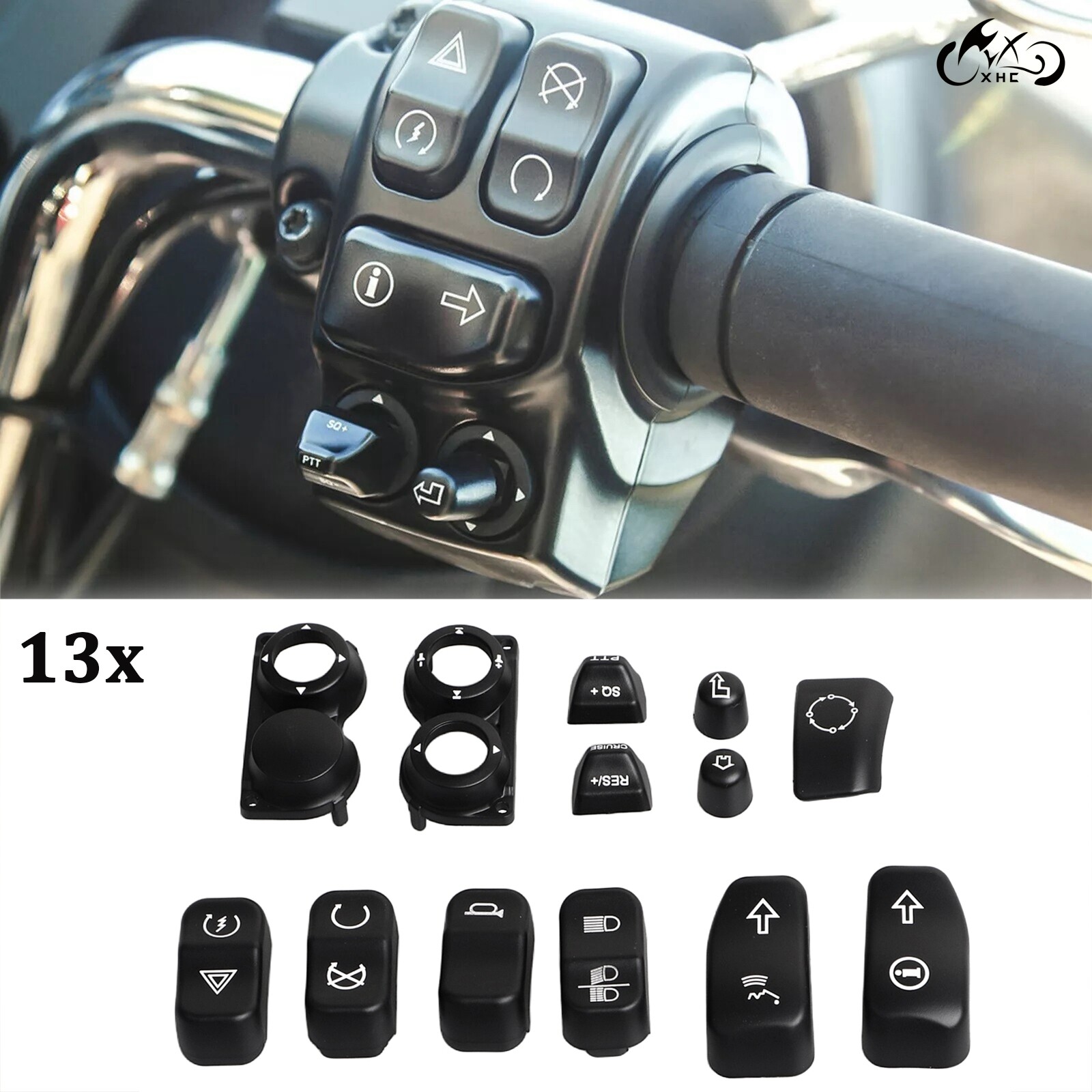 Hand Control Switch Housing Buttons Caps For Harley Touring Road King FLHR 14-23