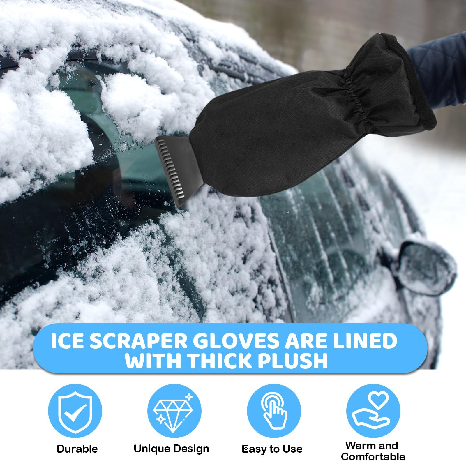 Ice Scraper Car with Glove, Reusable Ice Scraper with Glove, S...