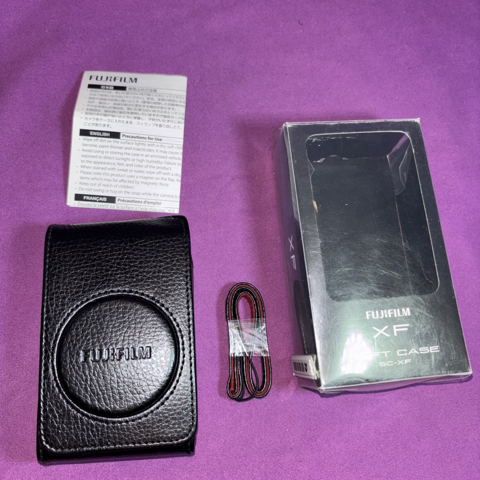 BRAND NEW Fujifilm SC-XF Soft Leather Case Black With Hand Strap FUJI X-F1 RARE
