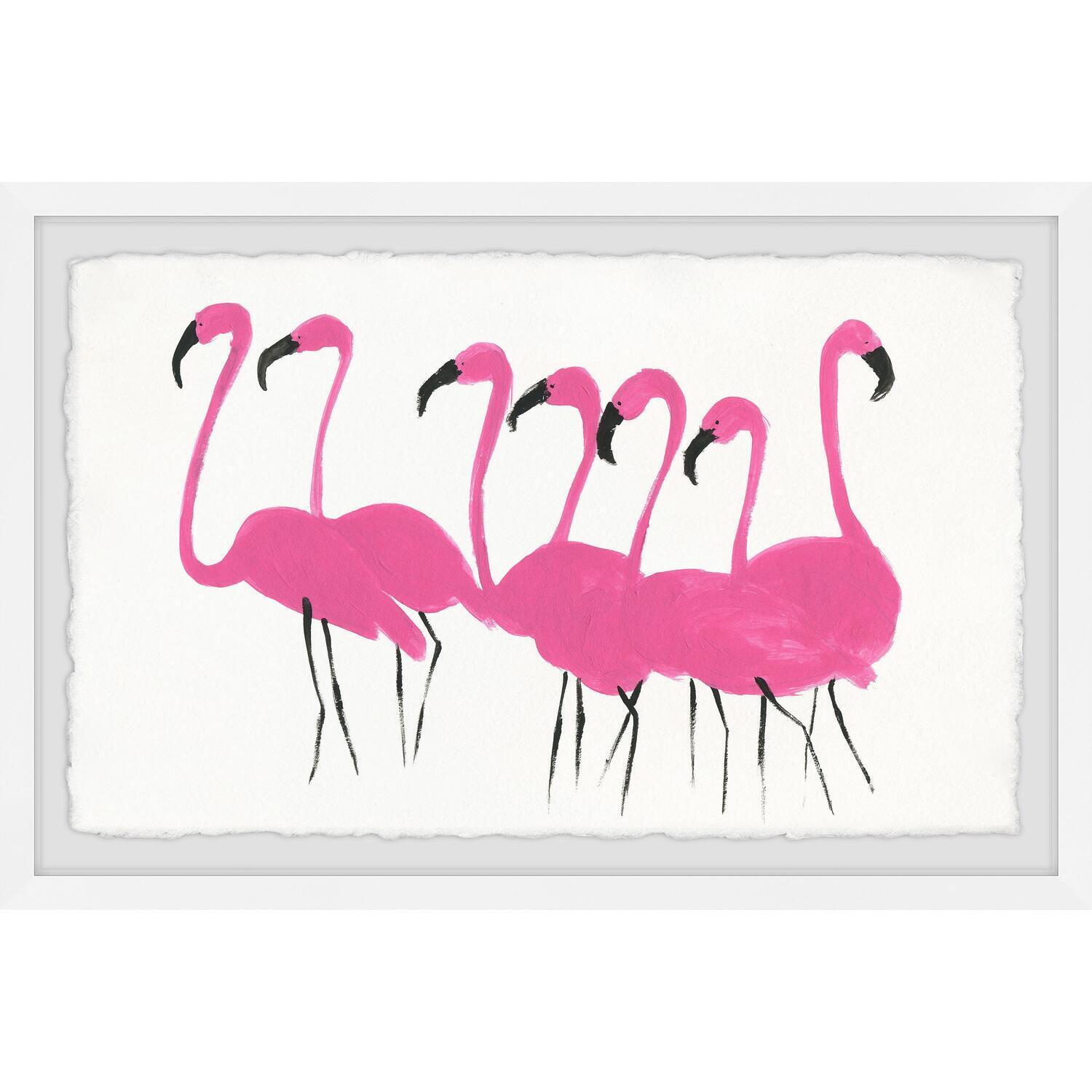 Marmont Hill Pink Flamingo Lead Framed Painting Print 45" x 30"