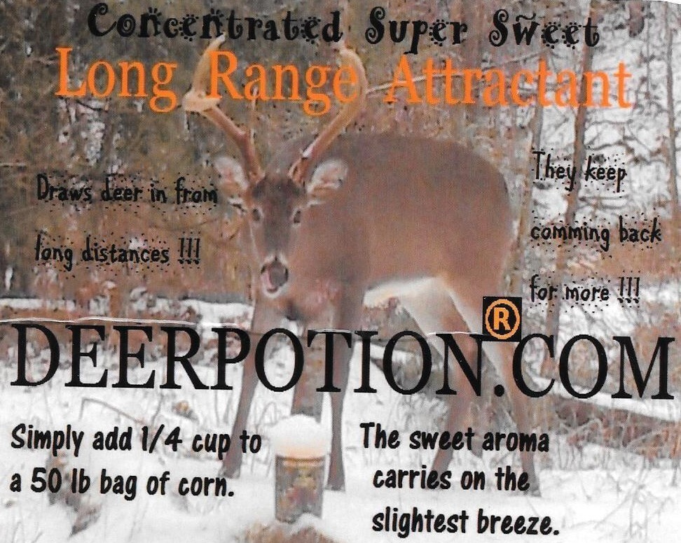2 gallon long range DeerPotion Whitetail deer attractant for shelled corn bait