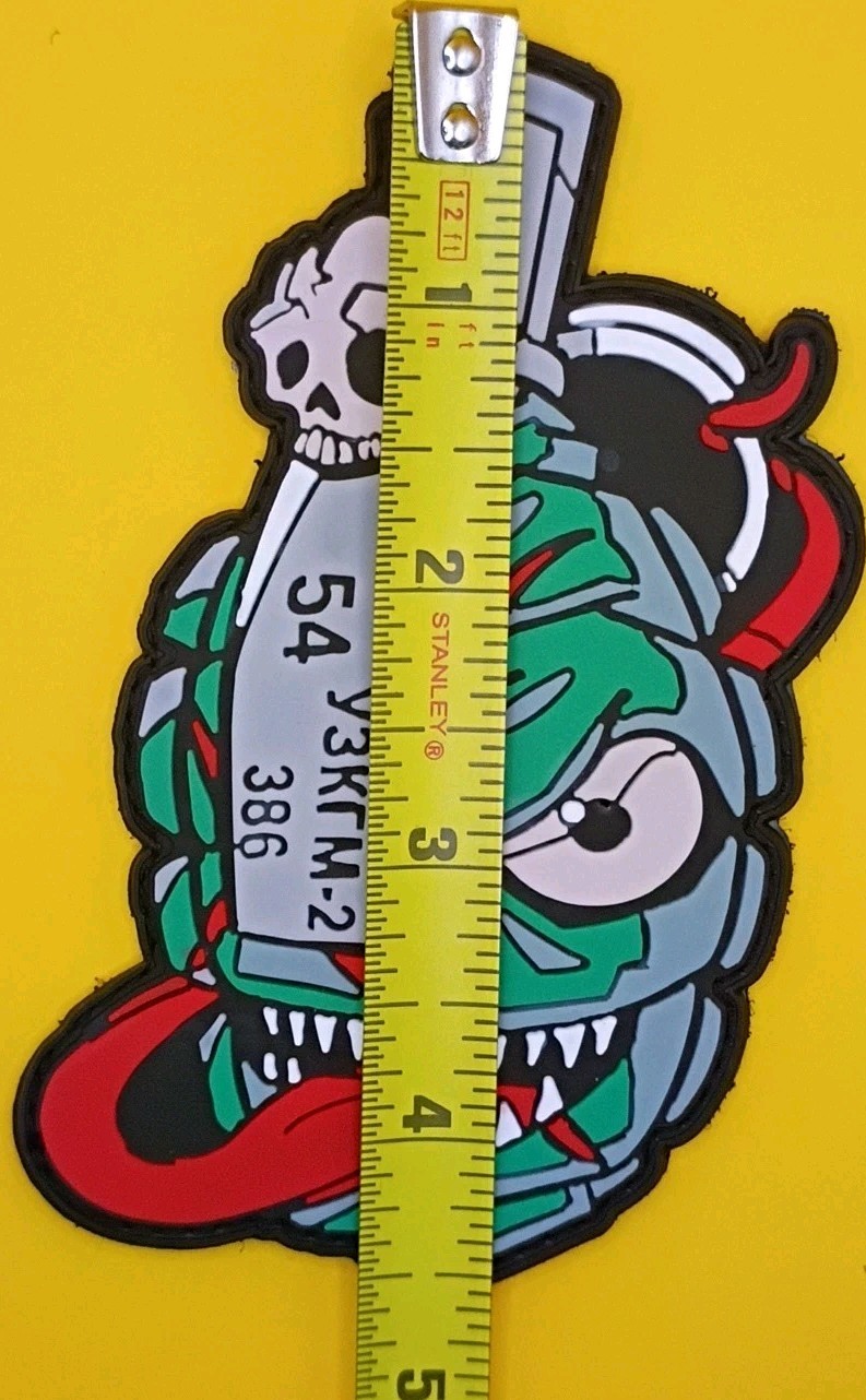 MONSTER GRENADE PVC Patch - Tactical Cartoon Demon Skull Russian Style Hook Back