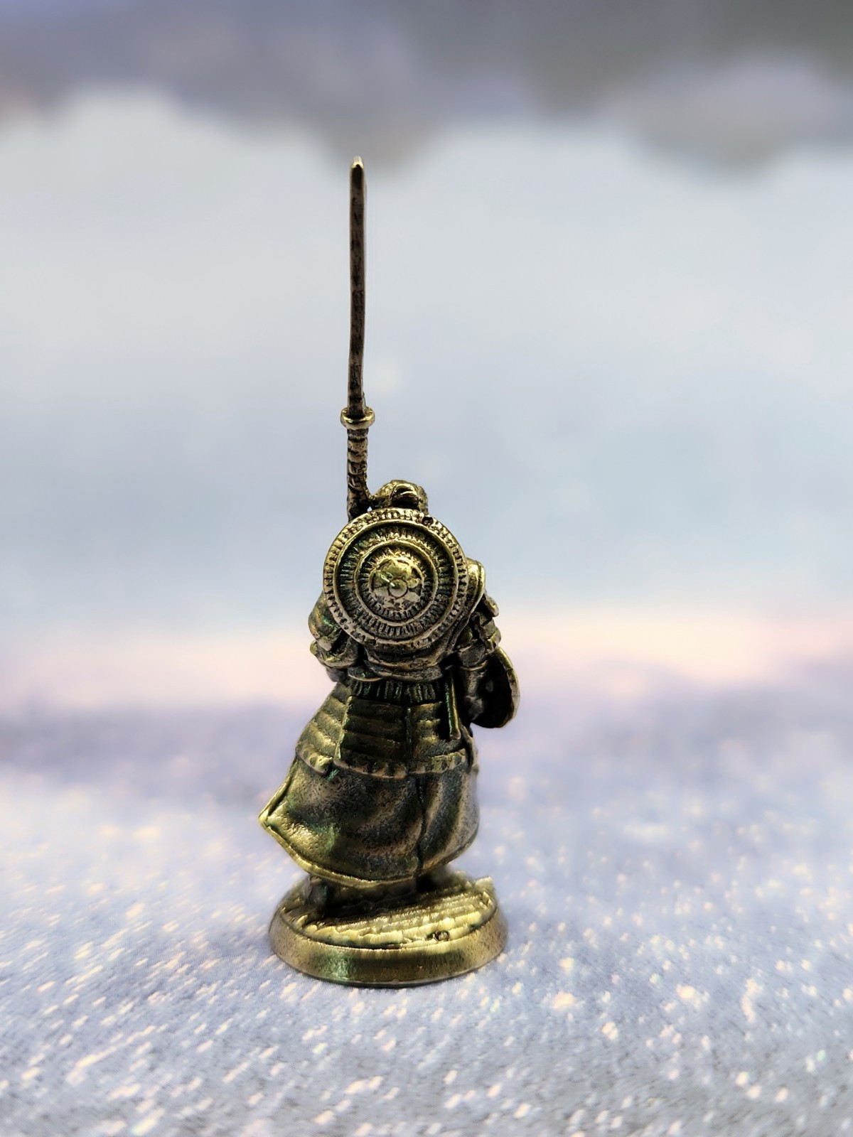 Solid Metal Japanese Samurai Miniature Figure, Total Height 53mm