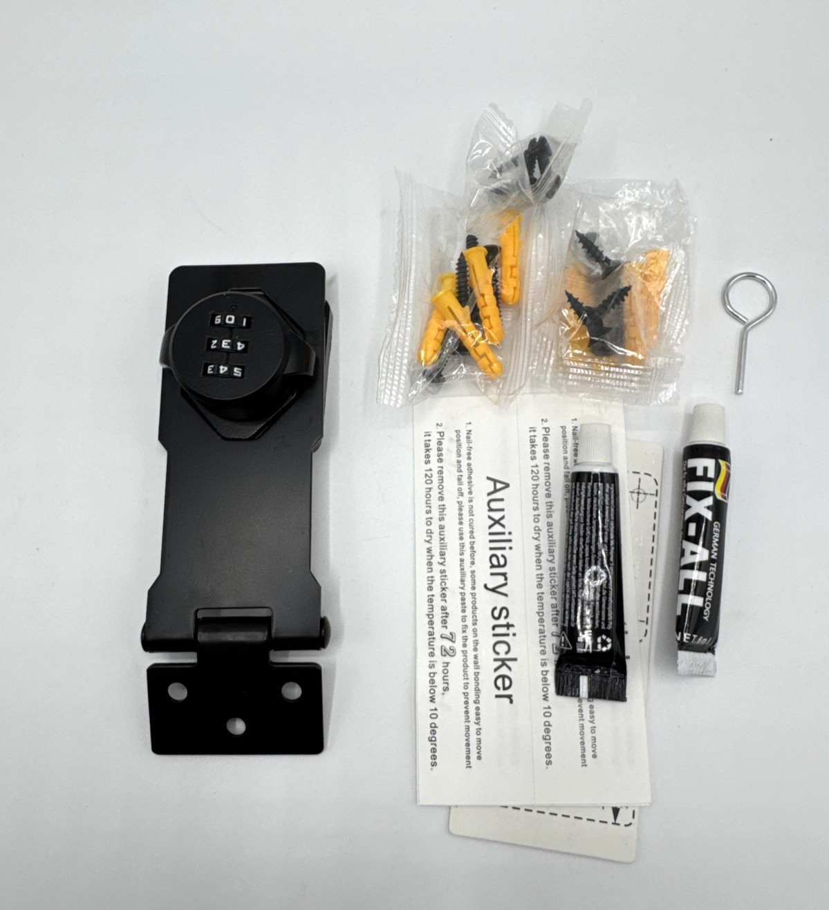 Mechanical Password Rotary Hasp Locks, Door Slide Latch Lock Black