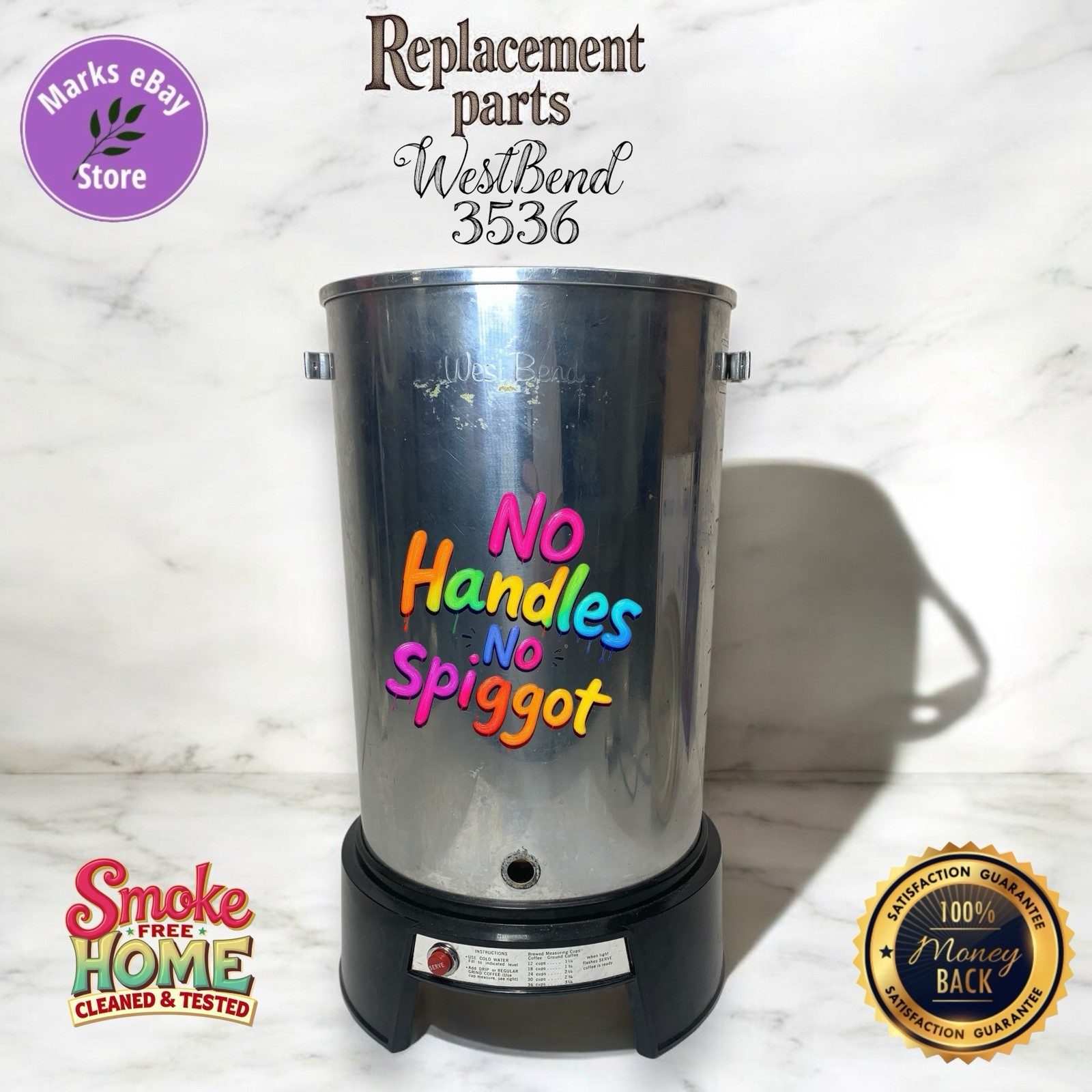 West Bend #3536 36 Cup Electric Percolator Parts - Base with Heating Element