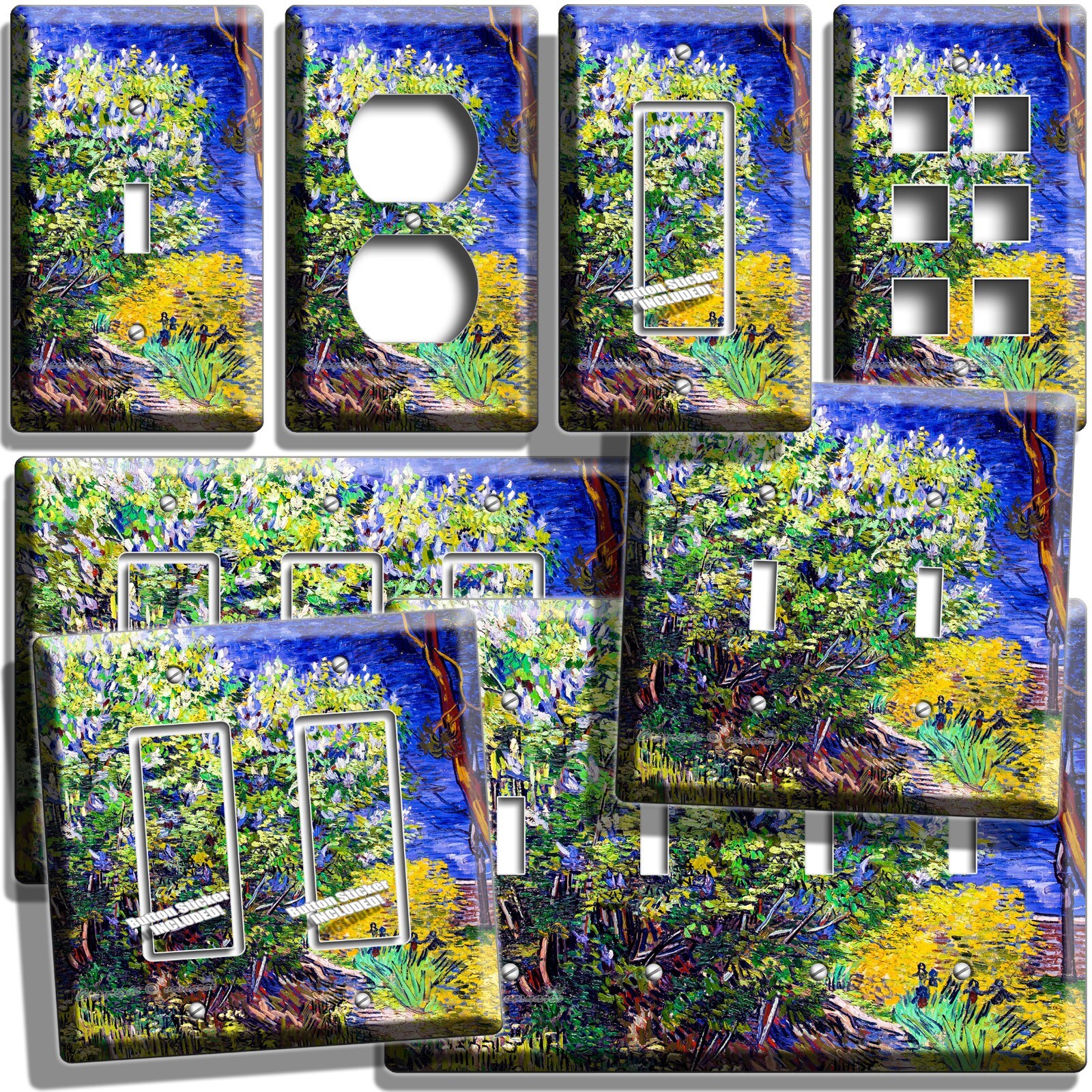VINCENT VAN GOGH LILAC BUSH FLOWERS PAINTING LIGHT SWITCH OUTLET WALL ART PLATES