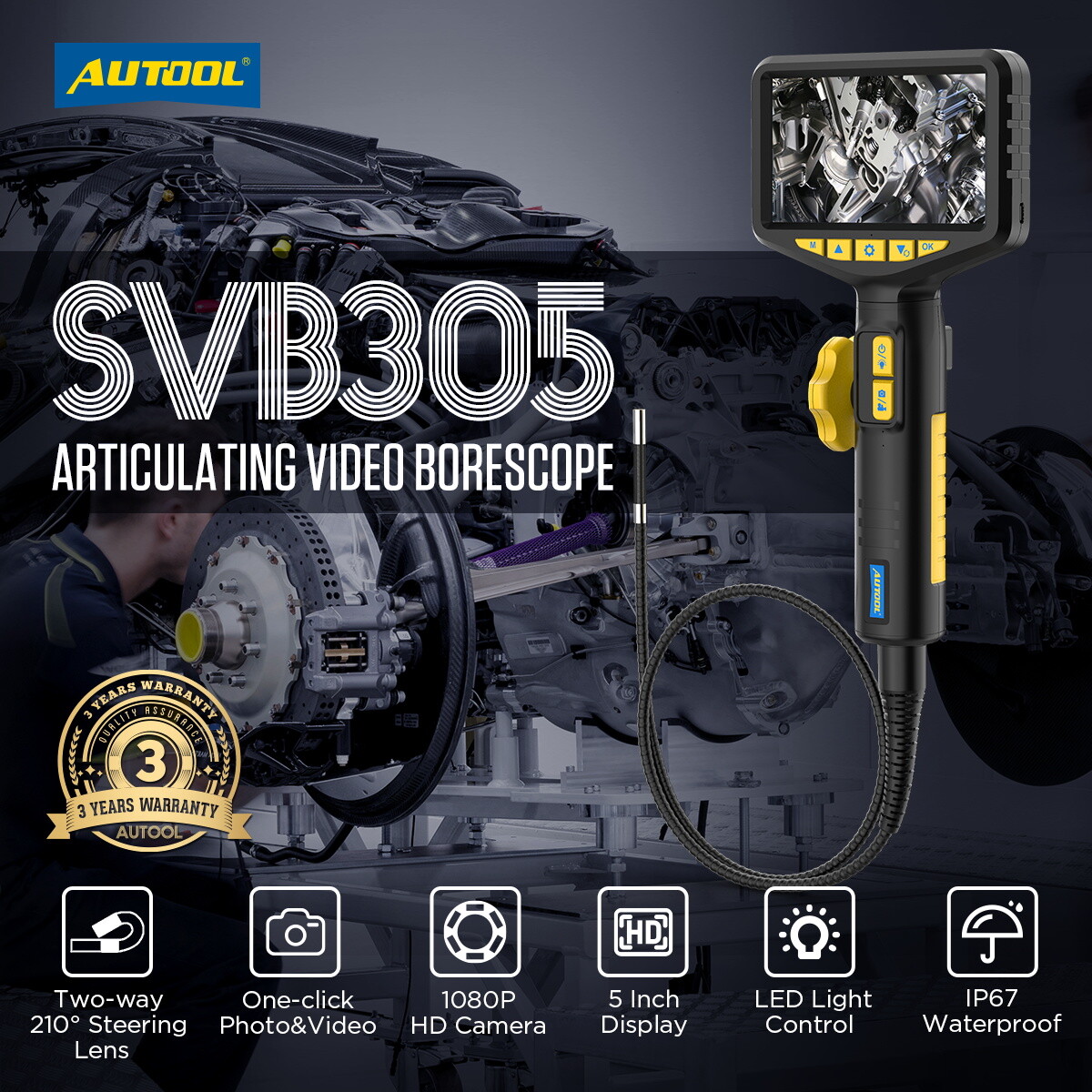 Precise Industrial Endoscope Camera 1080P HD Screen Borescope Inspection Camera
