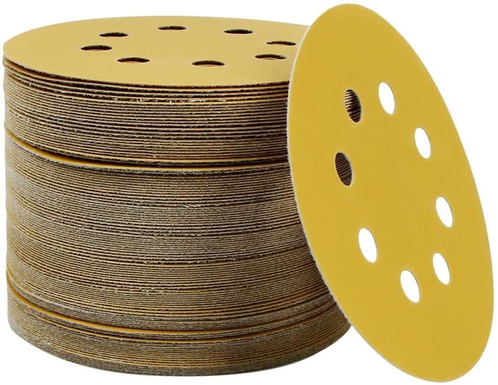 105pcs 5" Sanding Discs 60/80/120/150/220/320/400 Grit Hook and Loop with 8-Hole