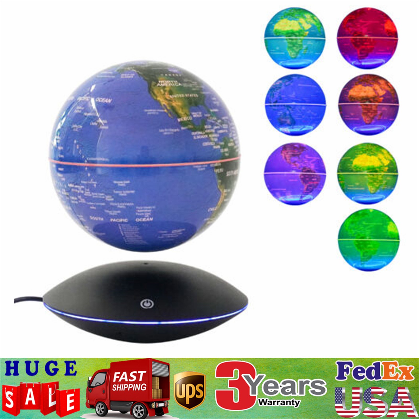 Magnetic Levitation Floating Globe Light LED World Map Rotating Night Lamp NEW