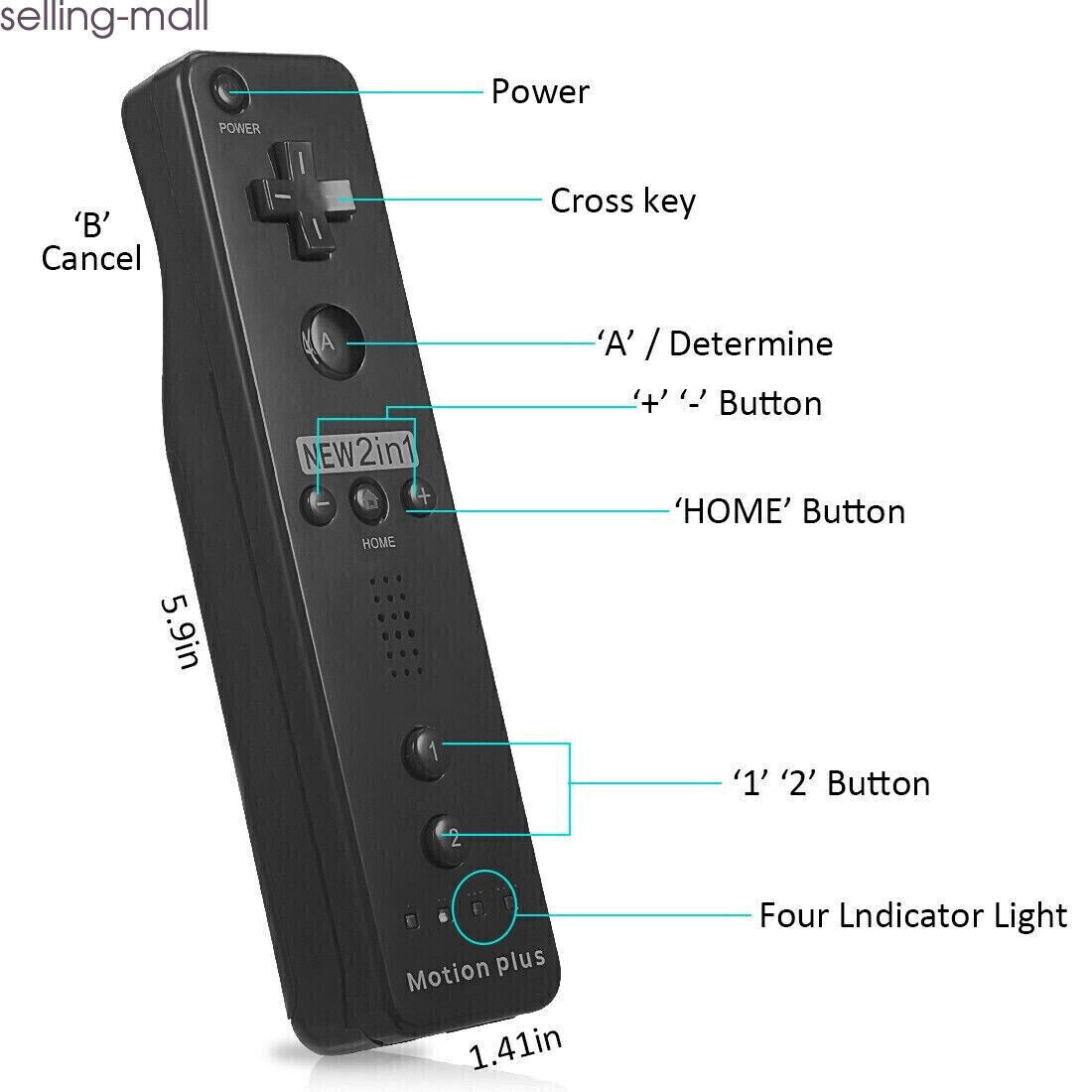 Built-in Motion Plus Wii Remote & Nunchuck Controller for Nintendo Wii Wii U