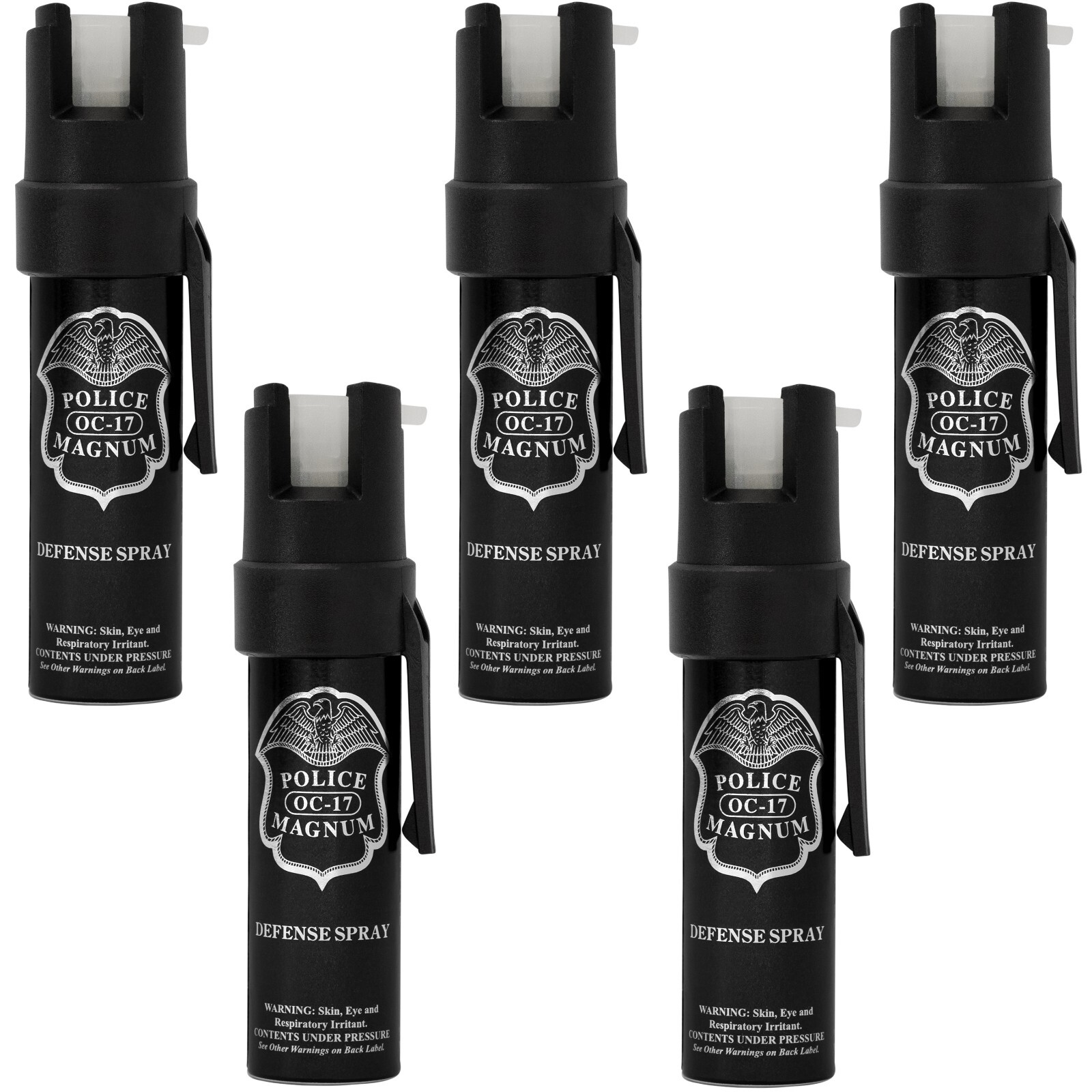 5 Police Magnum Glow In Dark Pepper Spray .75oz GID Pocket Clip Night Defense