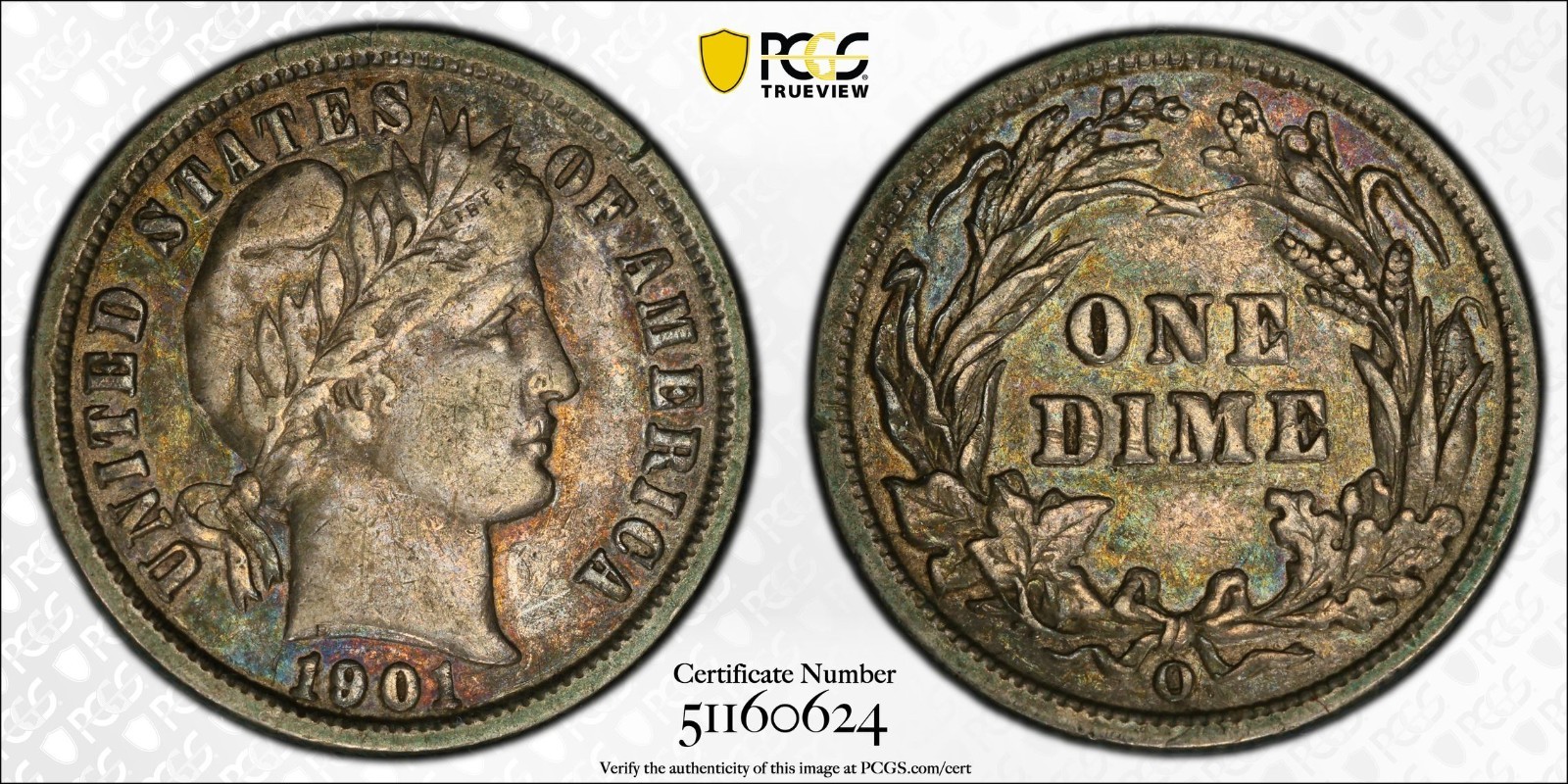 1901-O PCGS VF35 O/Horiz O FS-501 Barber Dime