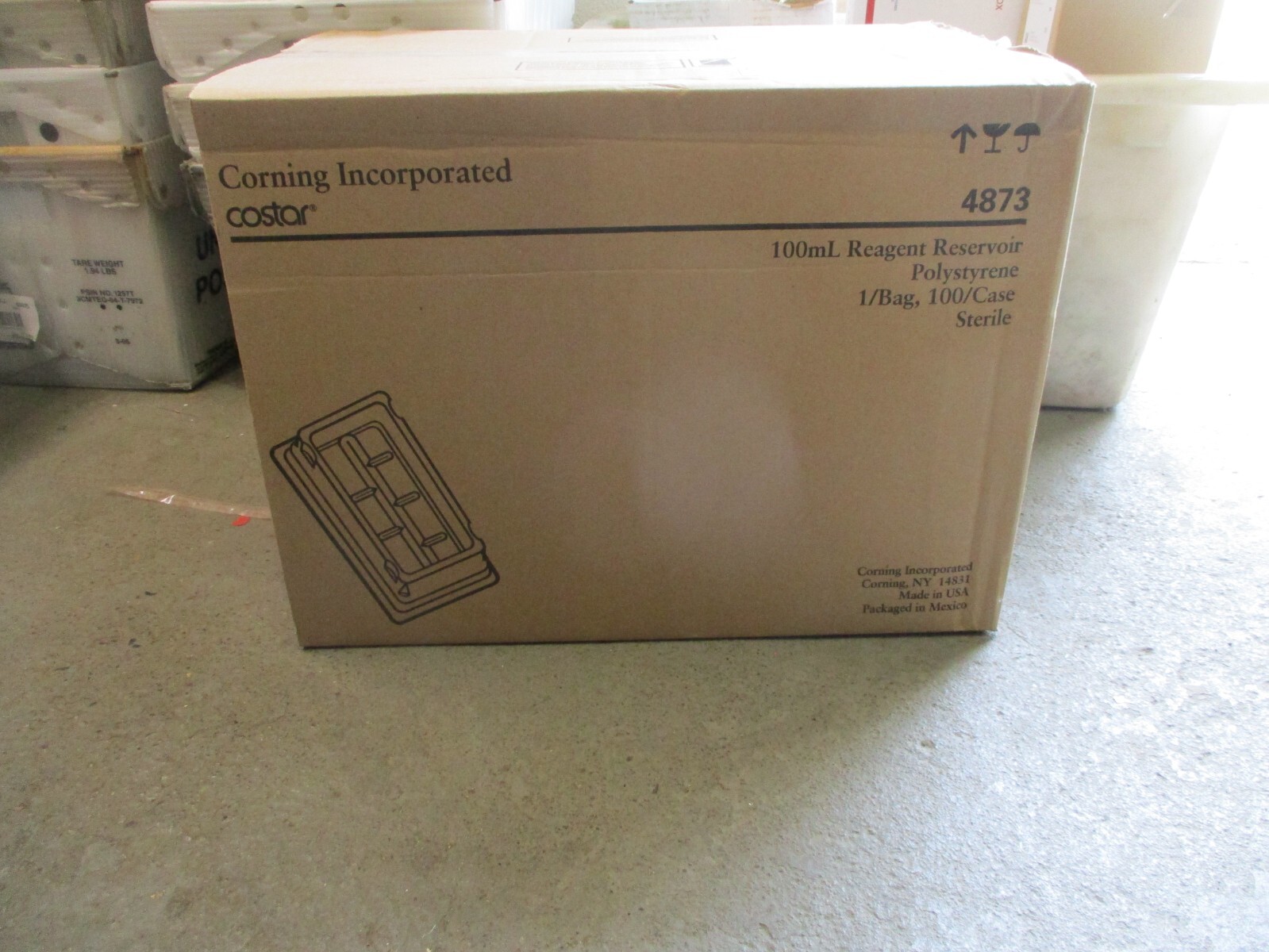 Costar Corning 4873 100mL Reagent Reservoir Polystyrene Case of 100 Indv. Sealed