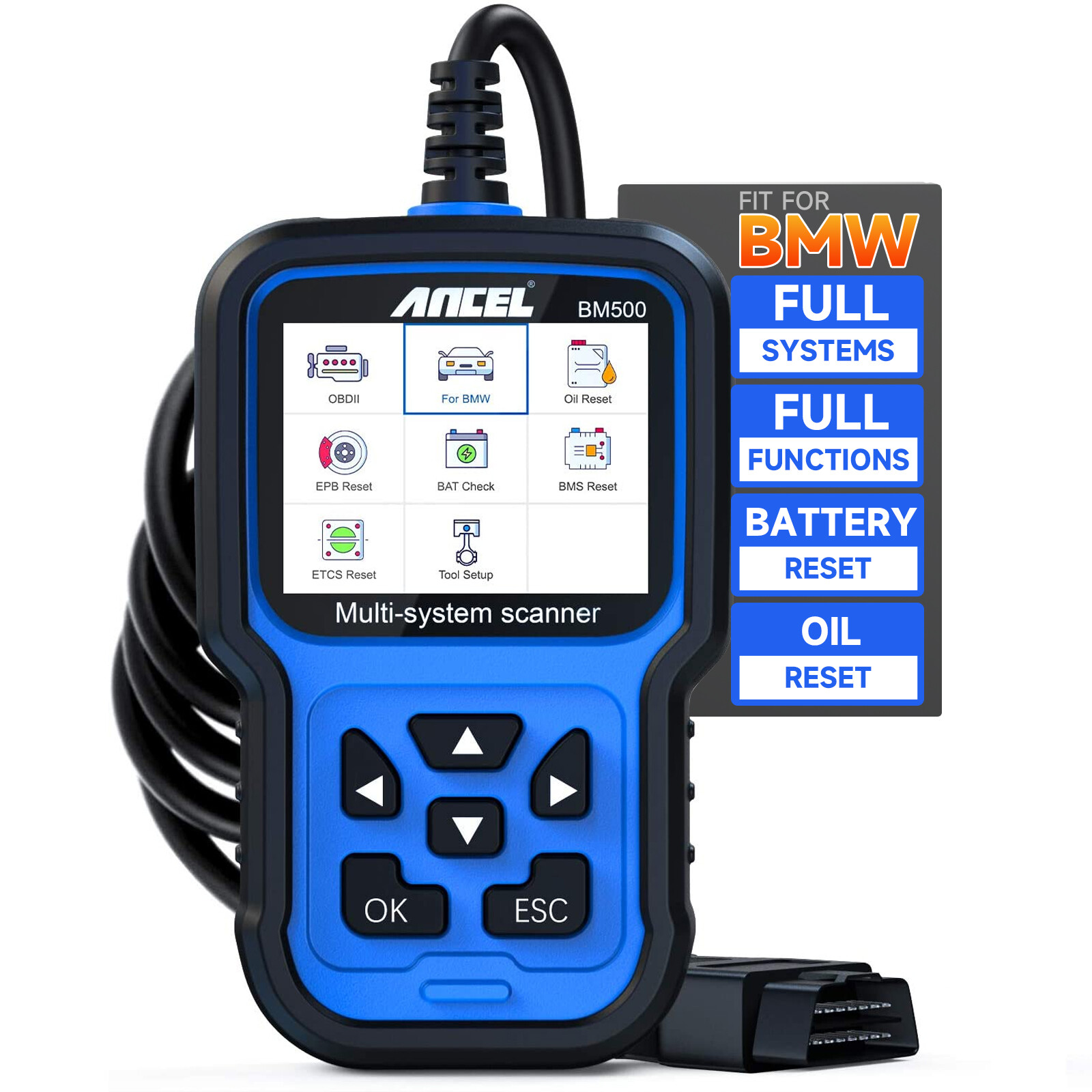 For BMW All System Car OBD2 Scanner Diagnostic Tool Battery Registration EPB Oil