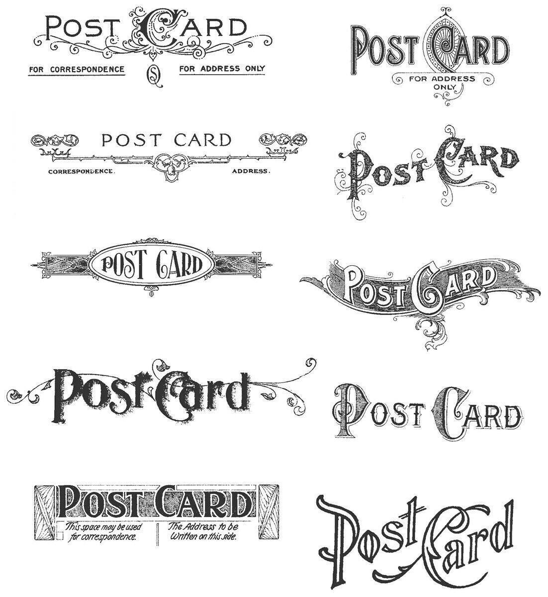Tim Holtz Stampers Anonymous "POSTCARDS" Red Rubber Cling Stamp Set CMS099