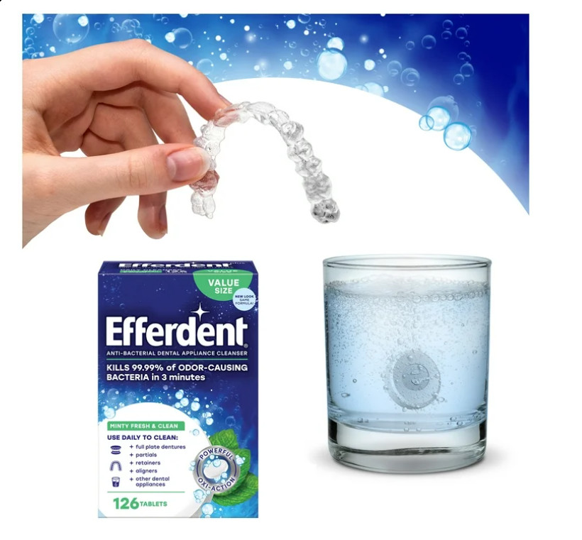 ( 2 PACK ) Efferdent Retainer & Denture Cleaner Tablets, Minty Fresh & Clean