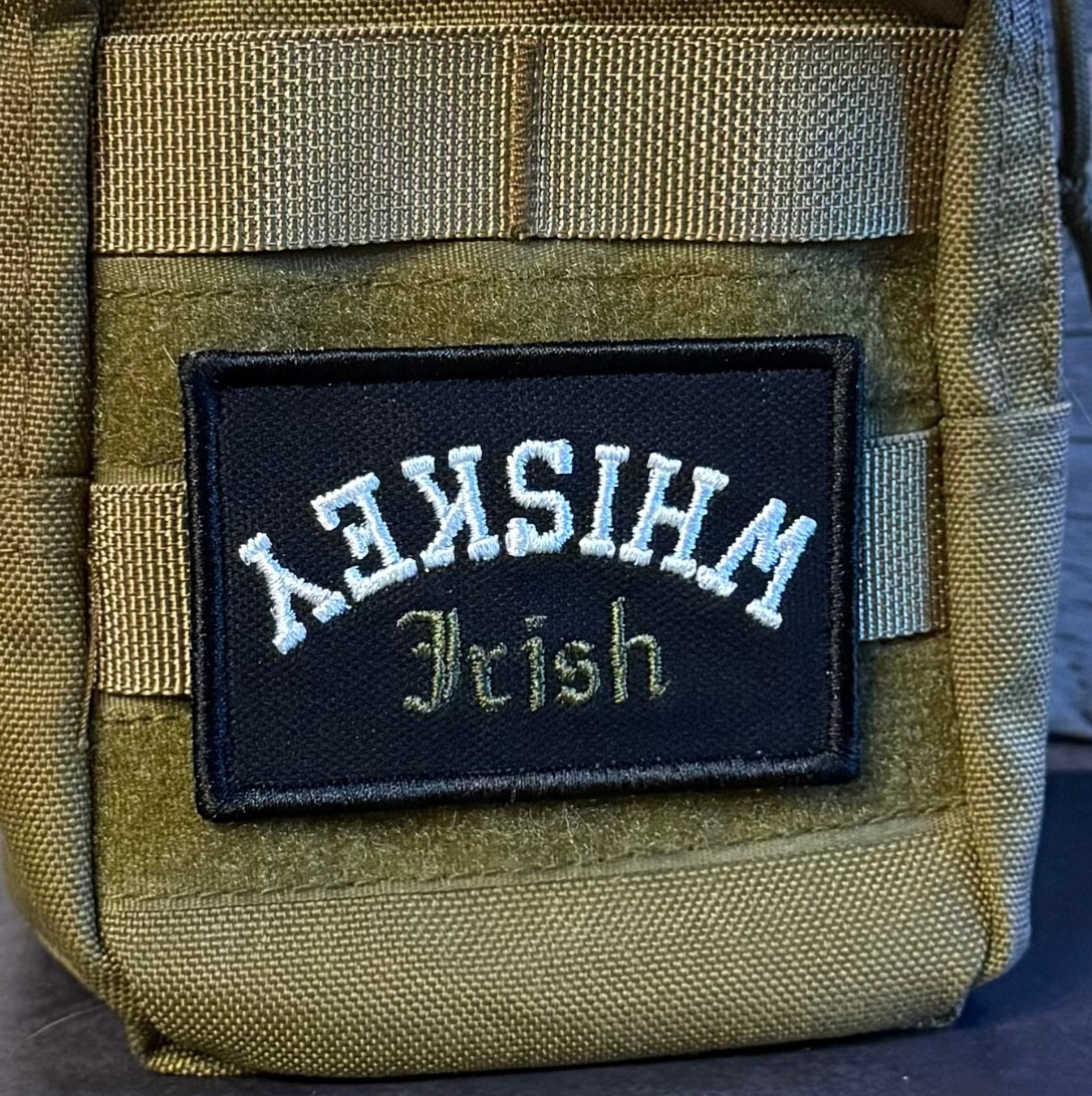 Irish Whiskey Upside-Down Morale Patch, 2x3" Bourbon | VELCRO® Brand Fastener