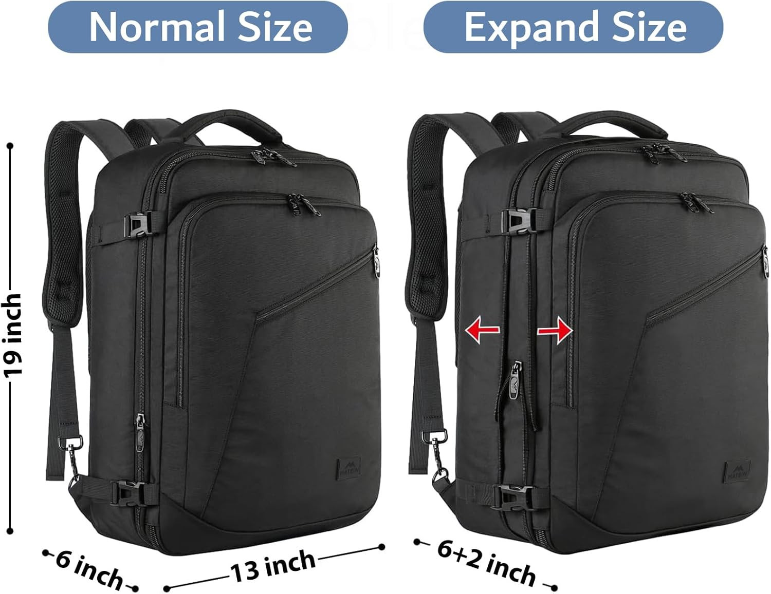 MATEIN Carry on Backpack, Extra Large Travel Backpack Expandable Airplane Approv