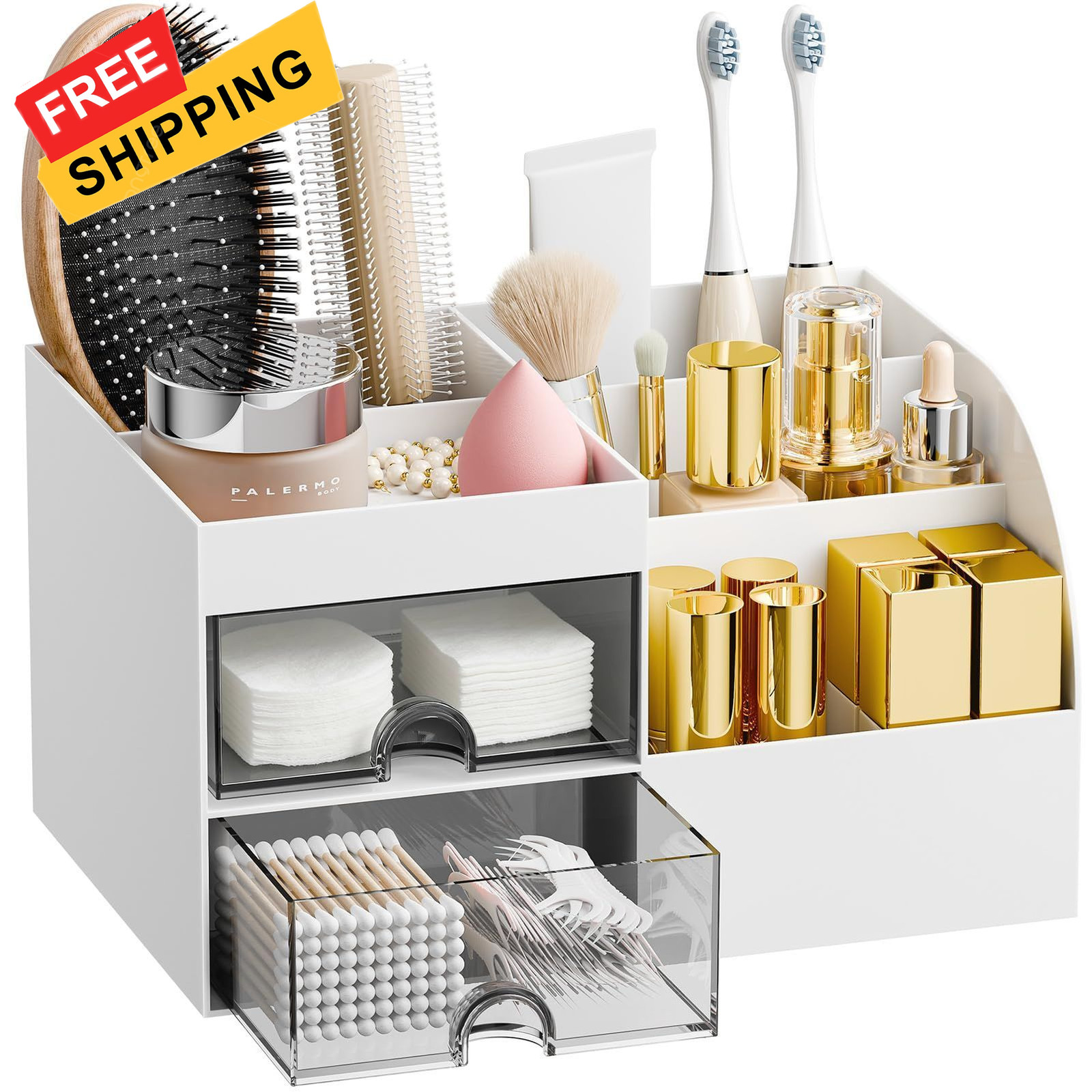 Makeup Organizer with 2 Drawers, Organizers Organizer, White