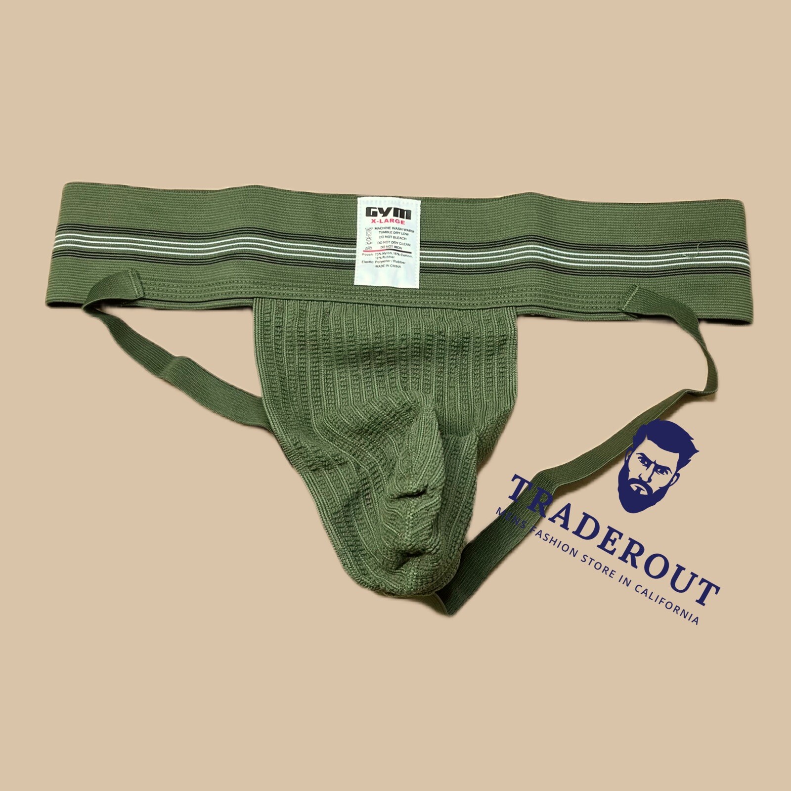 Gym Men army green old school 3" waistband jock straps jockstrap underwear