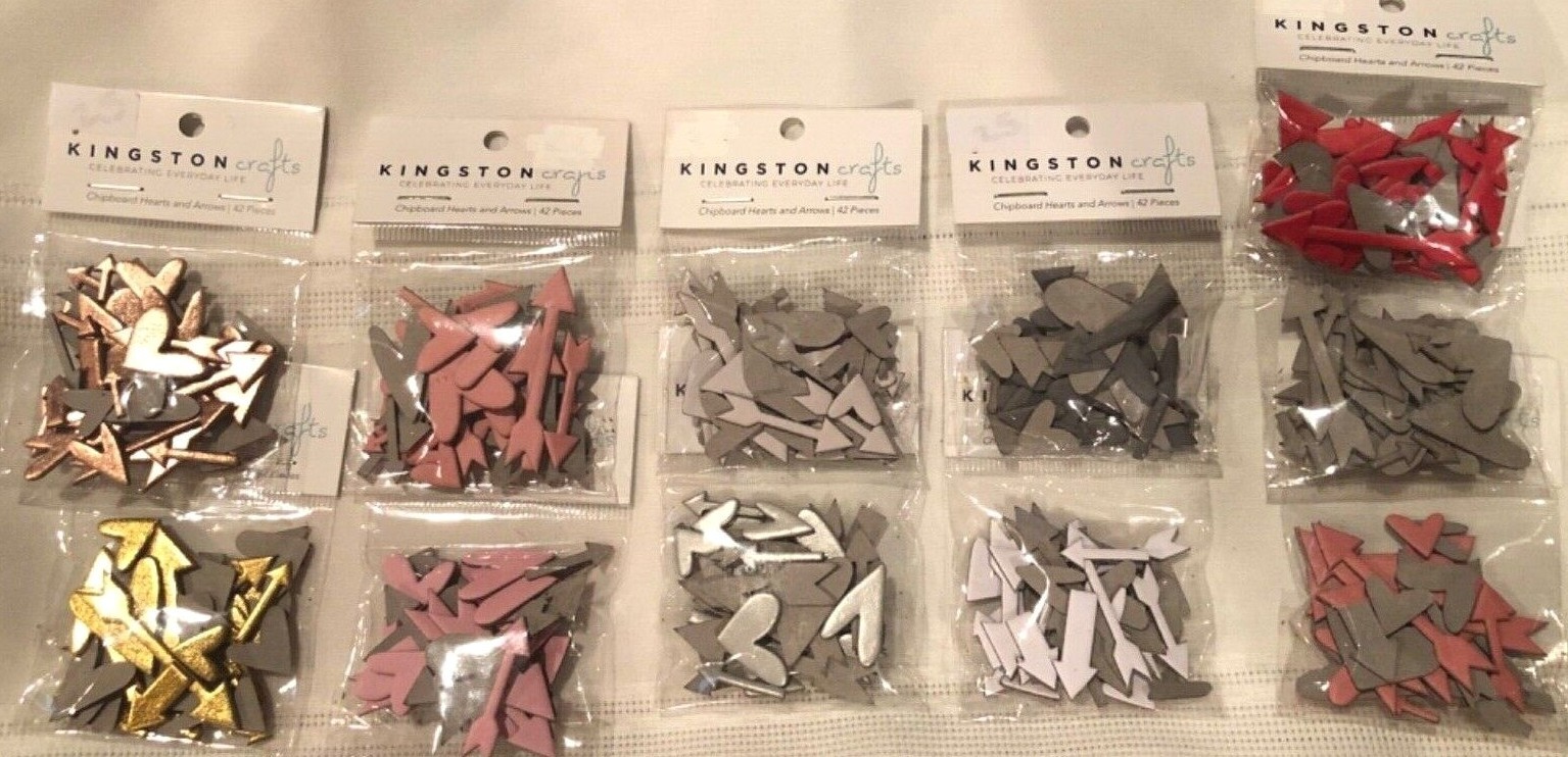 NEW Kingston Crafts Hearts & Arrows 2 Packs Colors Scrapbook Chipboard FREE SHIP