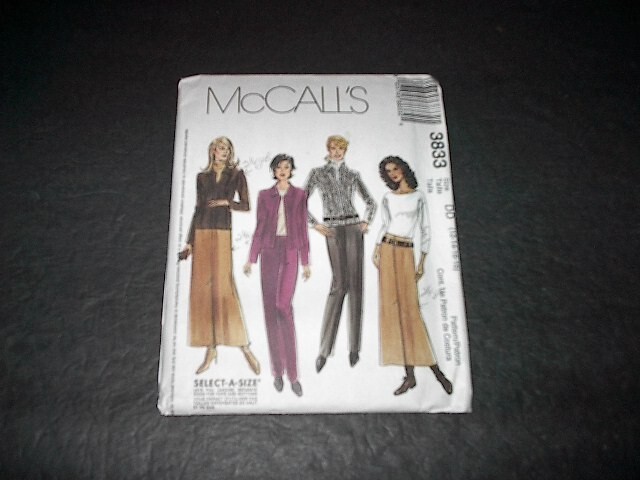 McCall's Pattern 3833 Misses' Chic Unlined Jacket, Pants and Skirt  12 ~ 18 Unc