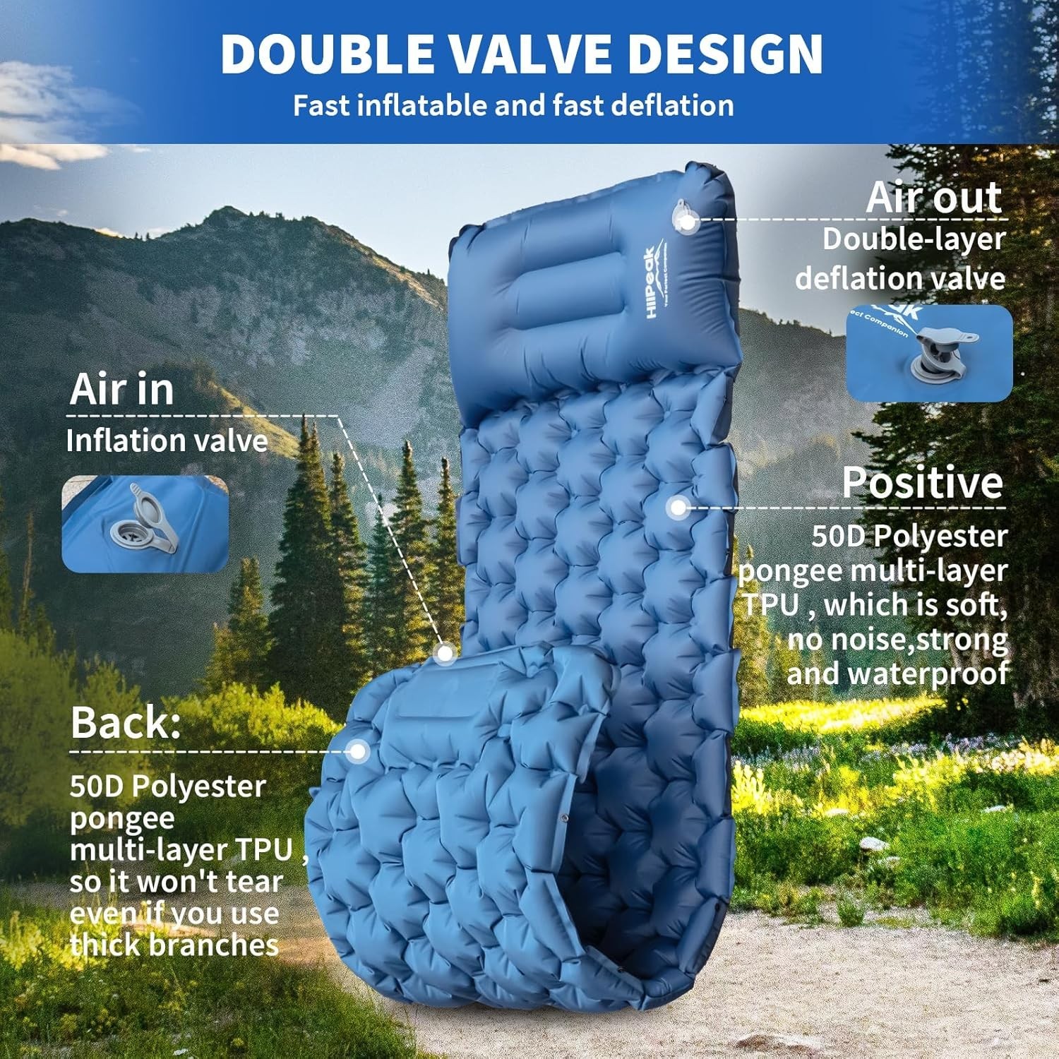 Ergonomic Inflatable Sleeping Mat with Built-in Pump - Ideal for Camping Trips