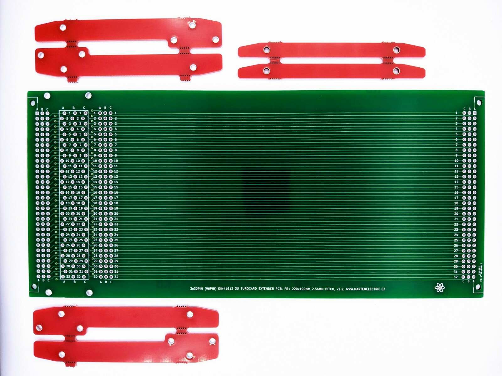 Extender riser PCB Eurocard DIN 41612 FR4 Double sided 220x100mm KIT