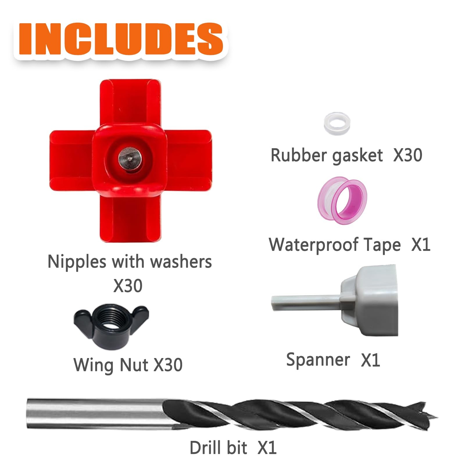 15 PCS Horizontal Chicken Water Nipples Leakproof ABS With Drill Bits
