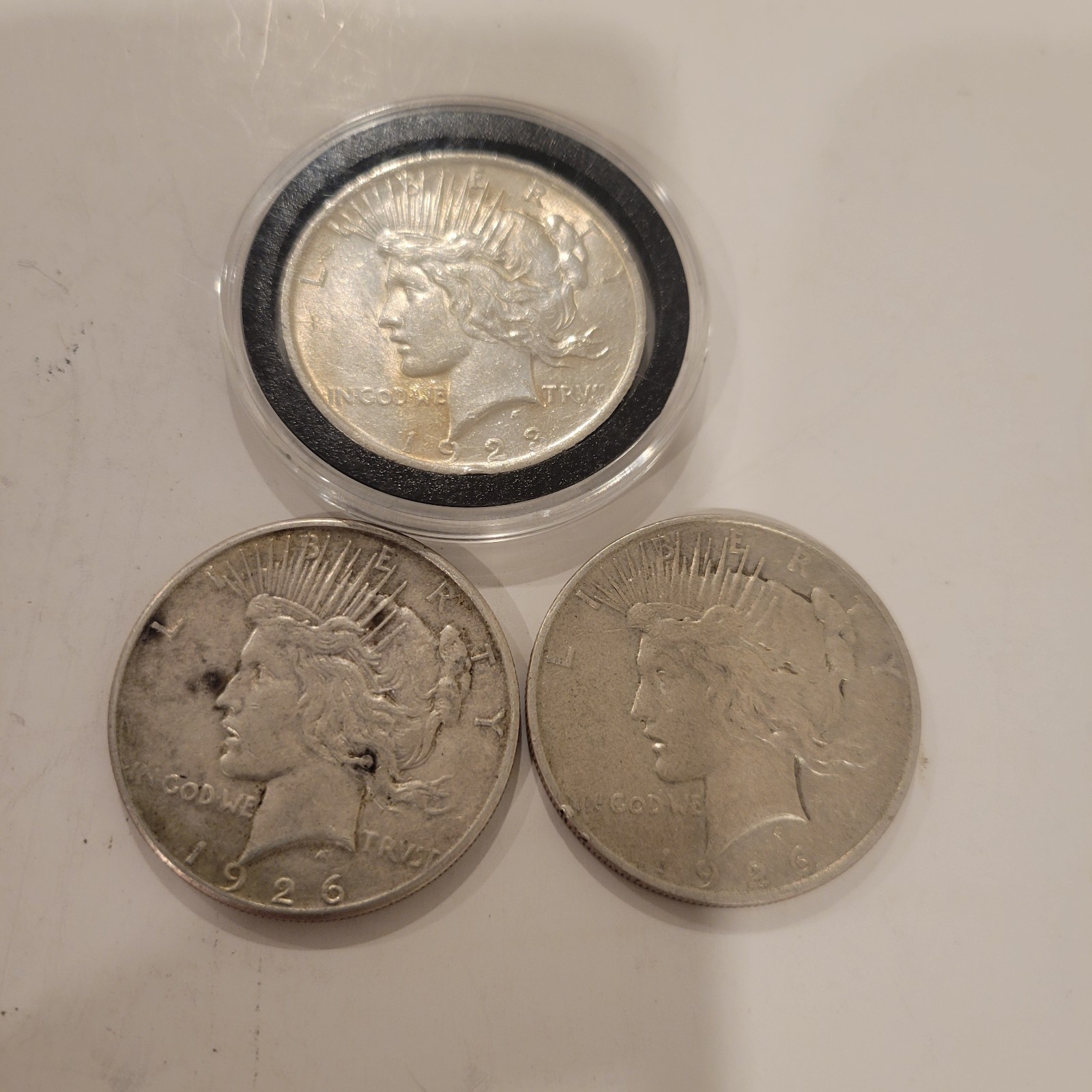 1923 & (2) 1926 Peace Silver Dollar Lot - 90% Silver US Coins Estate Find