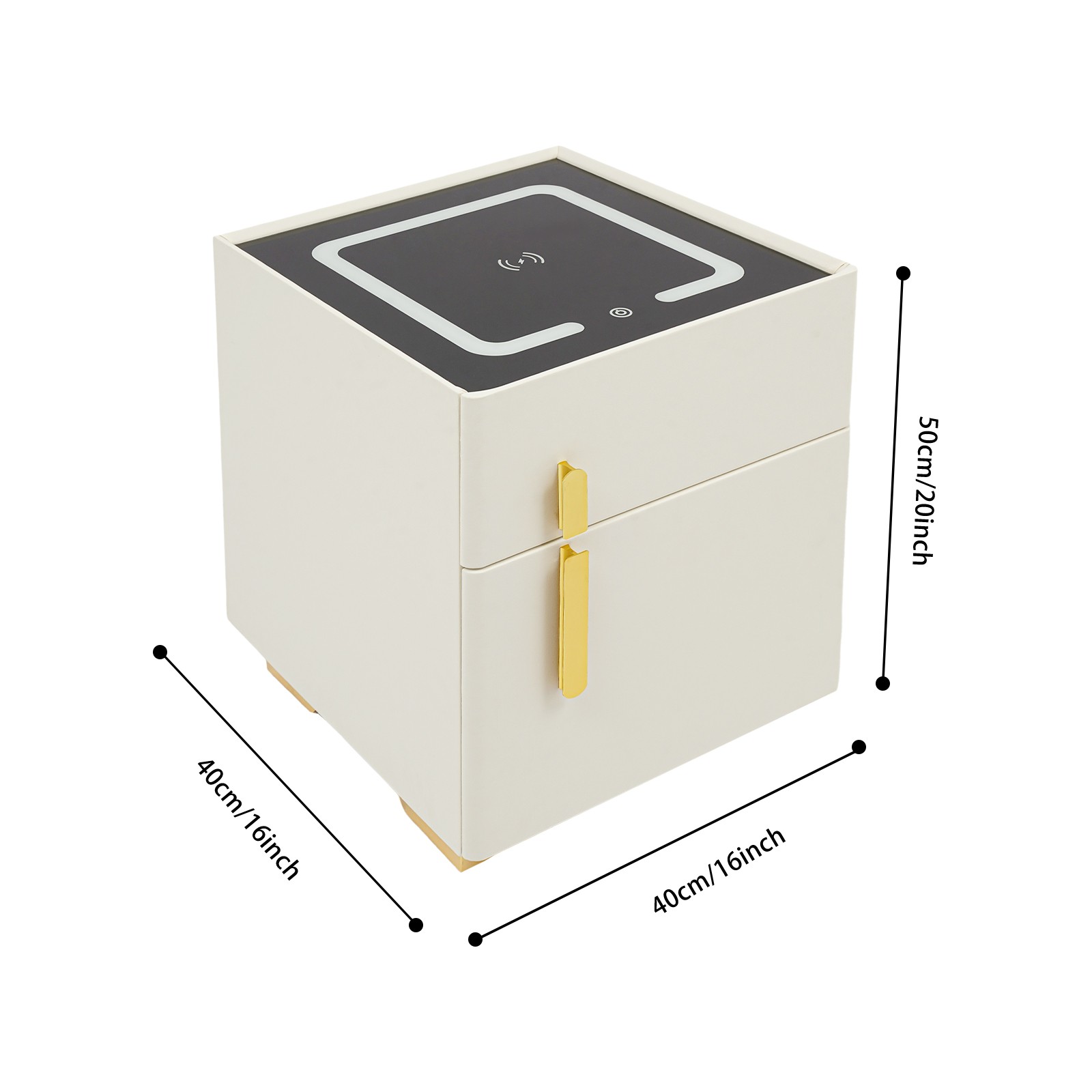 Led Nightstand with Wireless Charging and Secure Safe Box Storage