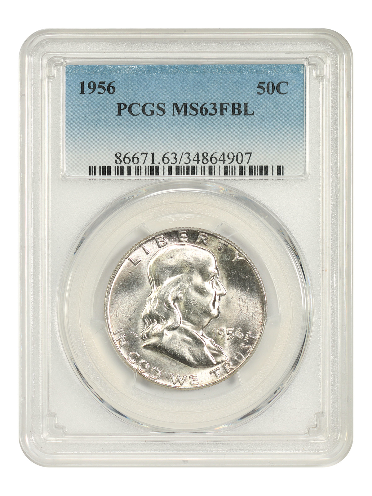 1956 50C PCGS MS63FBL - Franklin Half Dollar