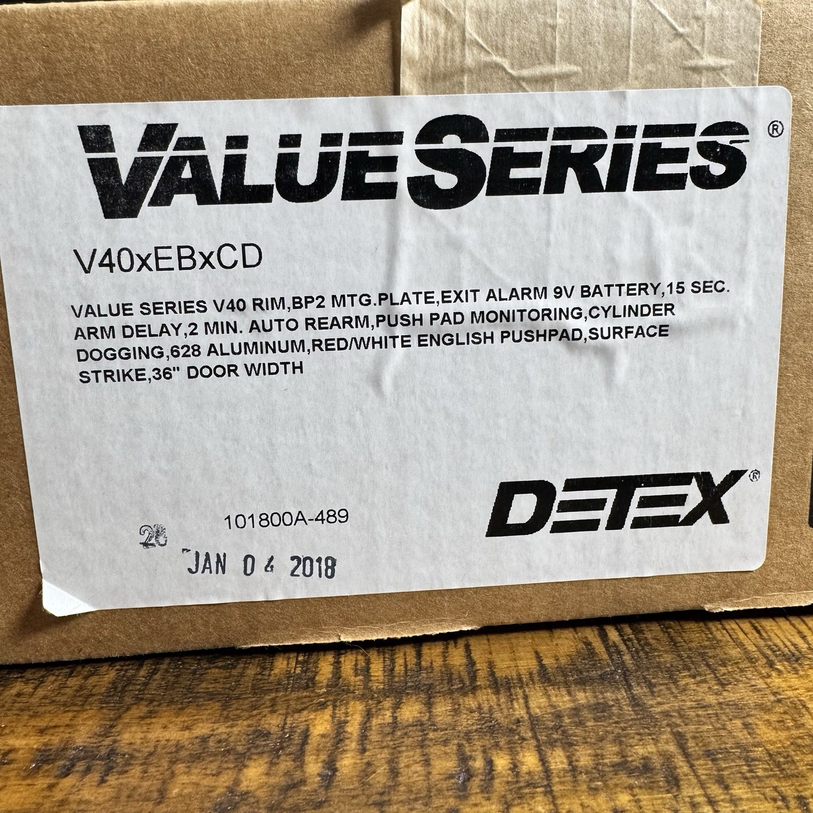 NIB Detex V40 Value Series Rim Exit Device 36” Aluminum Finish V40xEBxCD