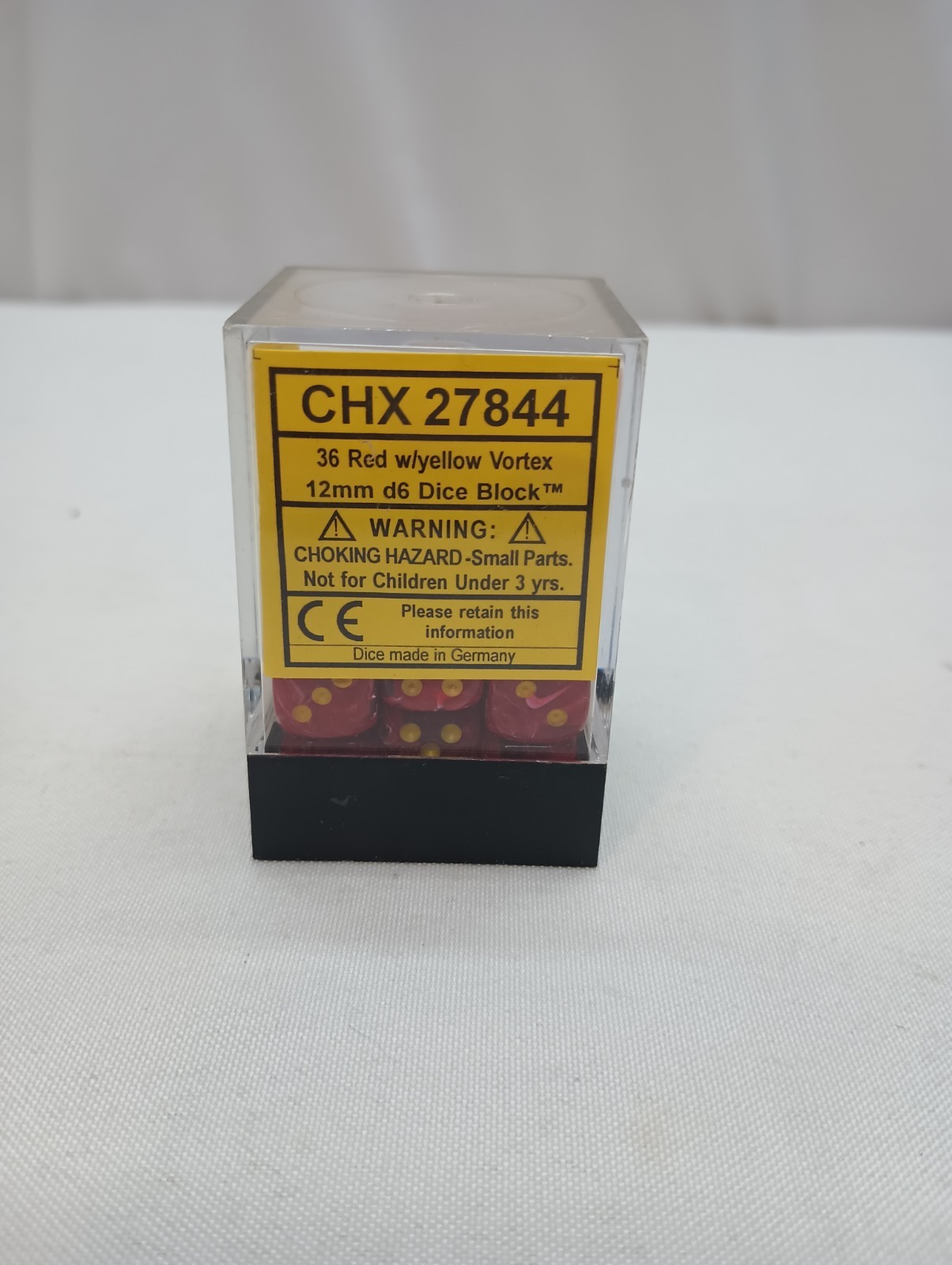 32 Cheesex Dice 12mm Red/Yellow vortex