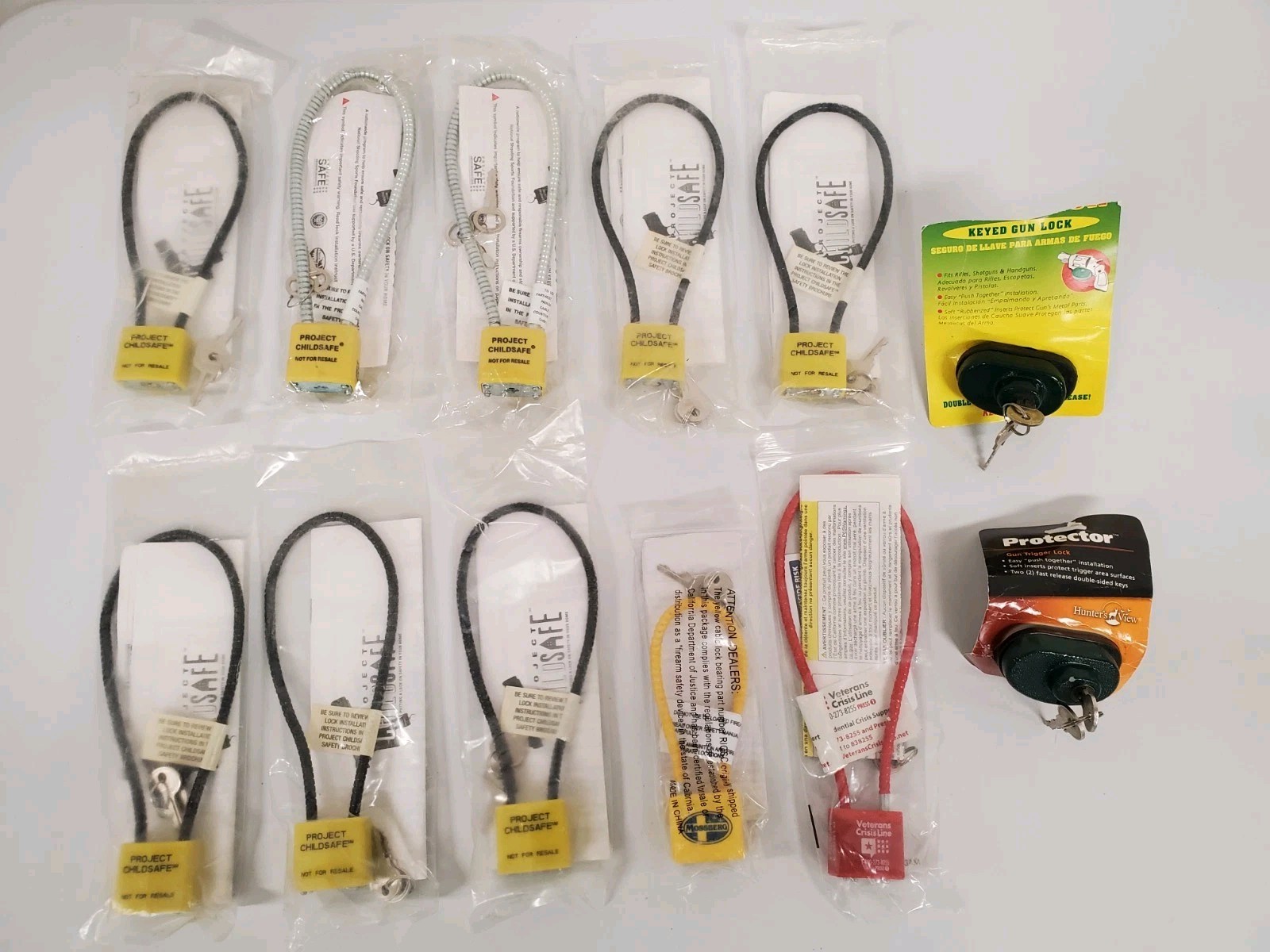 Child GUN SAFETY LOCKS Safe Firearm Metal Cable & Trigger Lock Lot Of 12