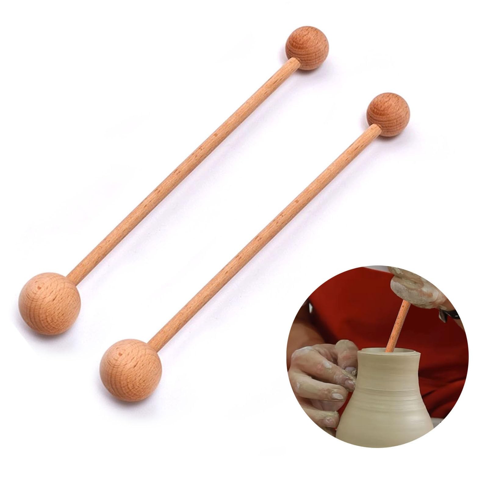 AEROVA 2 Pcs Wooden Throwing Stick for Pottery Shaping,Pottery 1