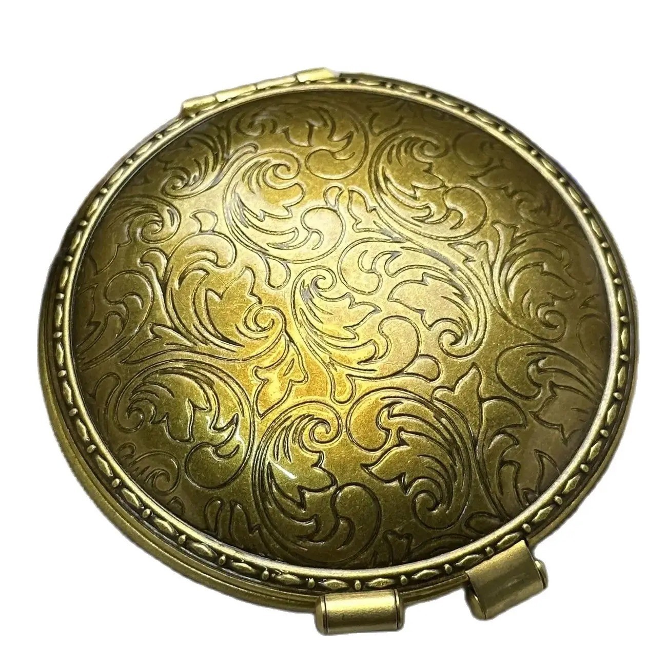 Vintage Style Brass Lighter Compact Round Mechanical Gasoline Retro Collectible