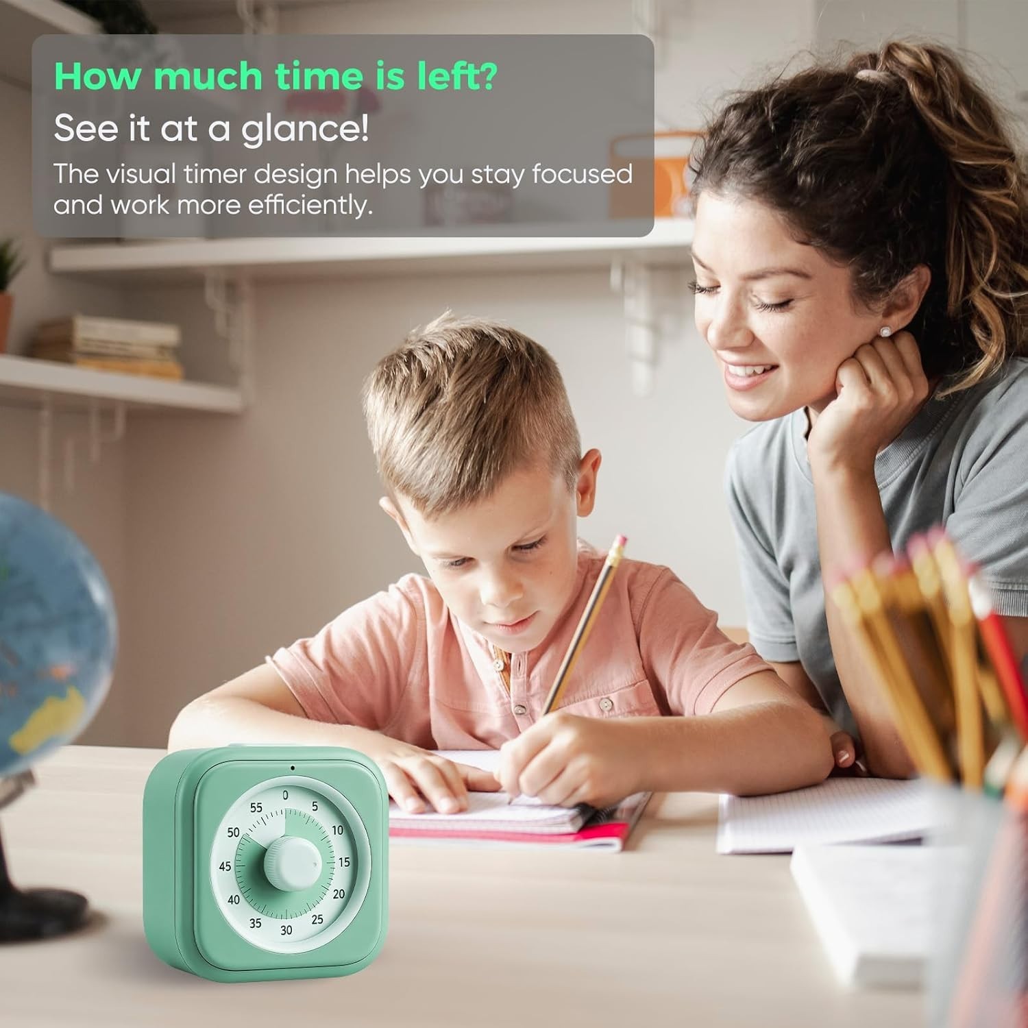 60 Minute Visual Timer for Kids, Silent Countdown Clock, Time Management Tool fo