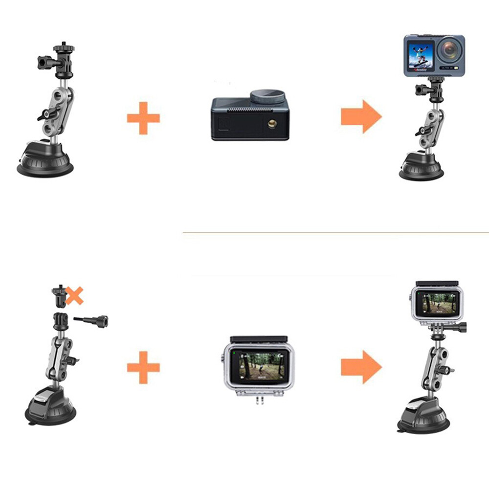 Camera Suction Cup Mount Car Windshield Dash 1/4" Mounting for Action Camera