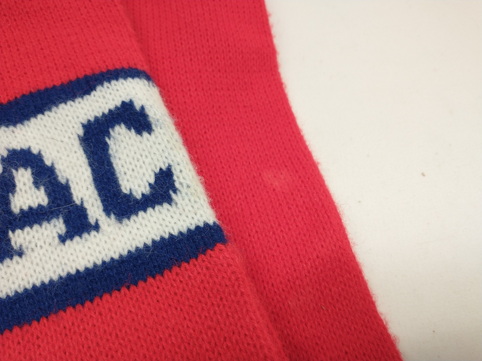 Vintage Scarf Tassels CONTAC DRUG Red White Blue Scarf WPL Promo