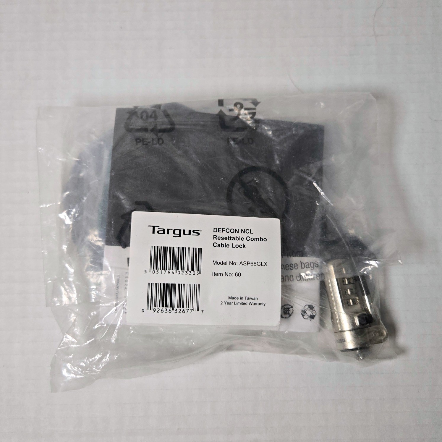 Targus DEFCON NCL Resettable Combo Cable Lock Laptop Security ASP66GLX New