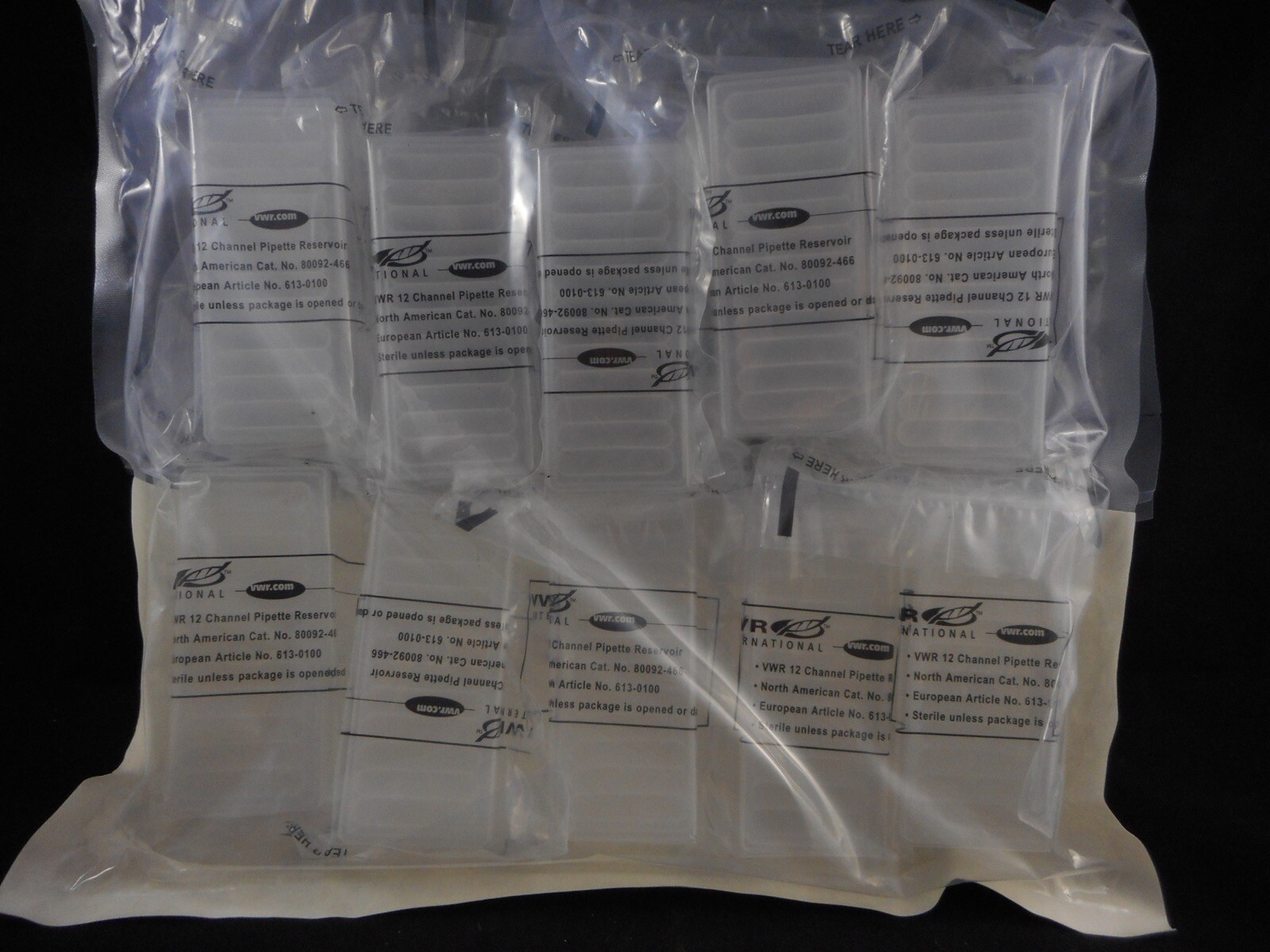 VWR Plastic 12-Channel Reagent Reservoir Sterile 5mL/Ch 12.7 x 5.8 x 3cm 10/PACK